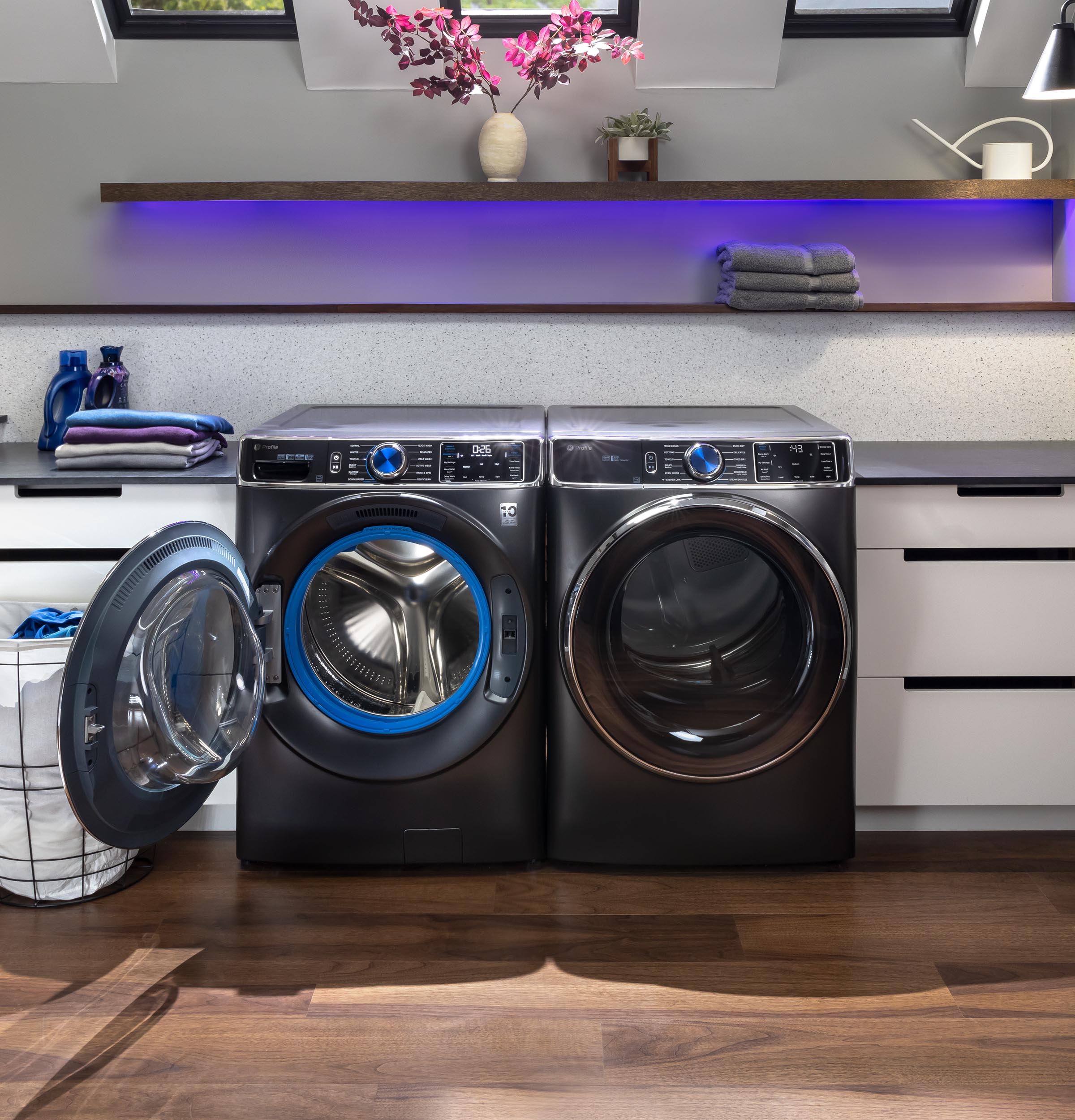 7.8 cu. ft. Capacity Smart Front Load Electric Dryer with Steam and Sanitize Cycle PFD95ESPTDS