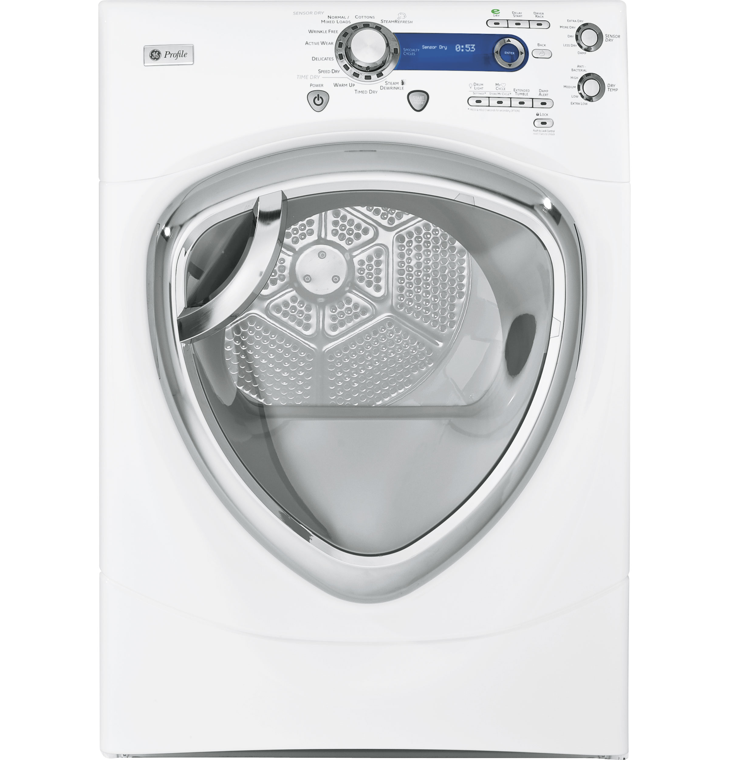 7.5 cu. ft. stainless steel capacity frontload dryer with Steam PFDS450ELWW