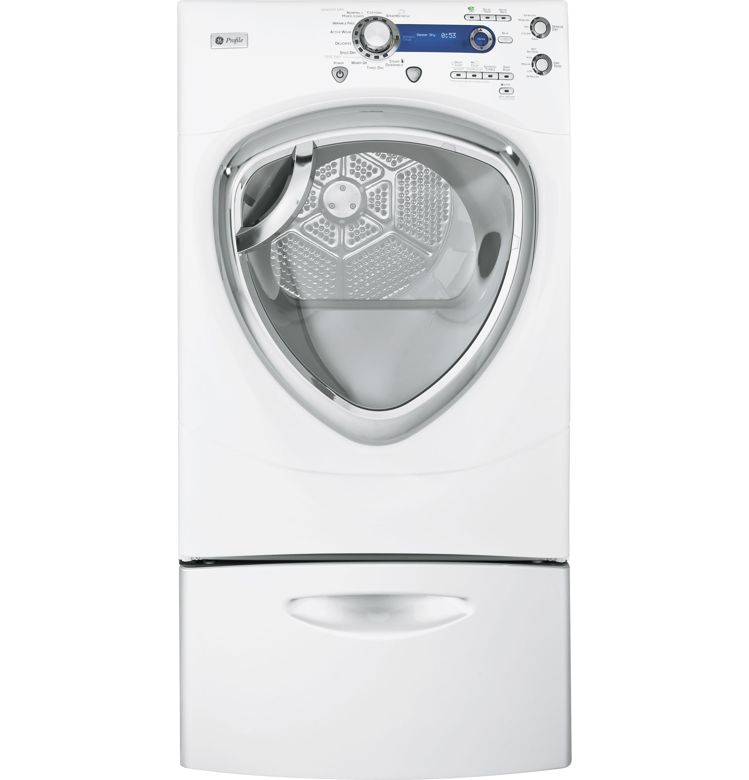 7.5 cu. ft. stainless steel capacity frontload dryer with Steam PFDS450ELWW