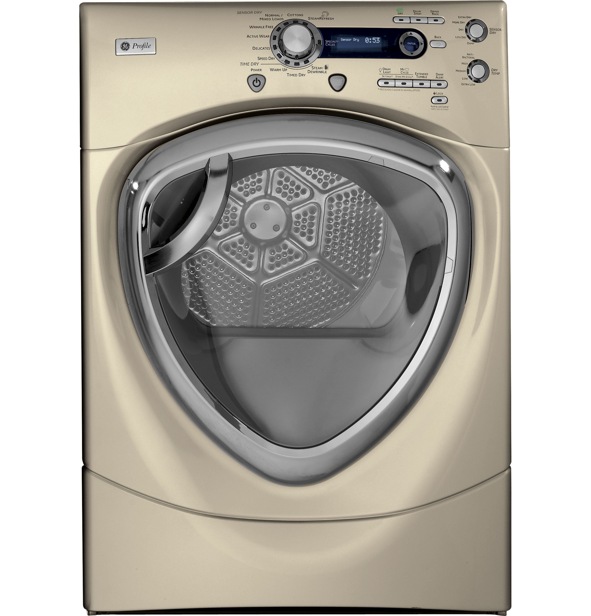 7.5 cu. ft. stainless steel capacity frontload dryer with Steam PFDS455ELMG