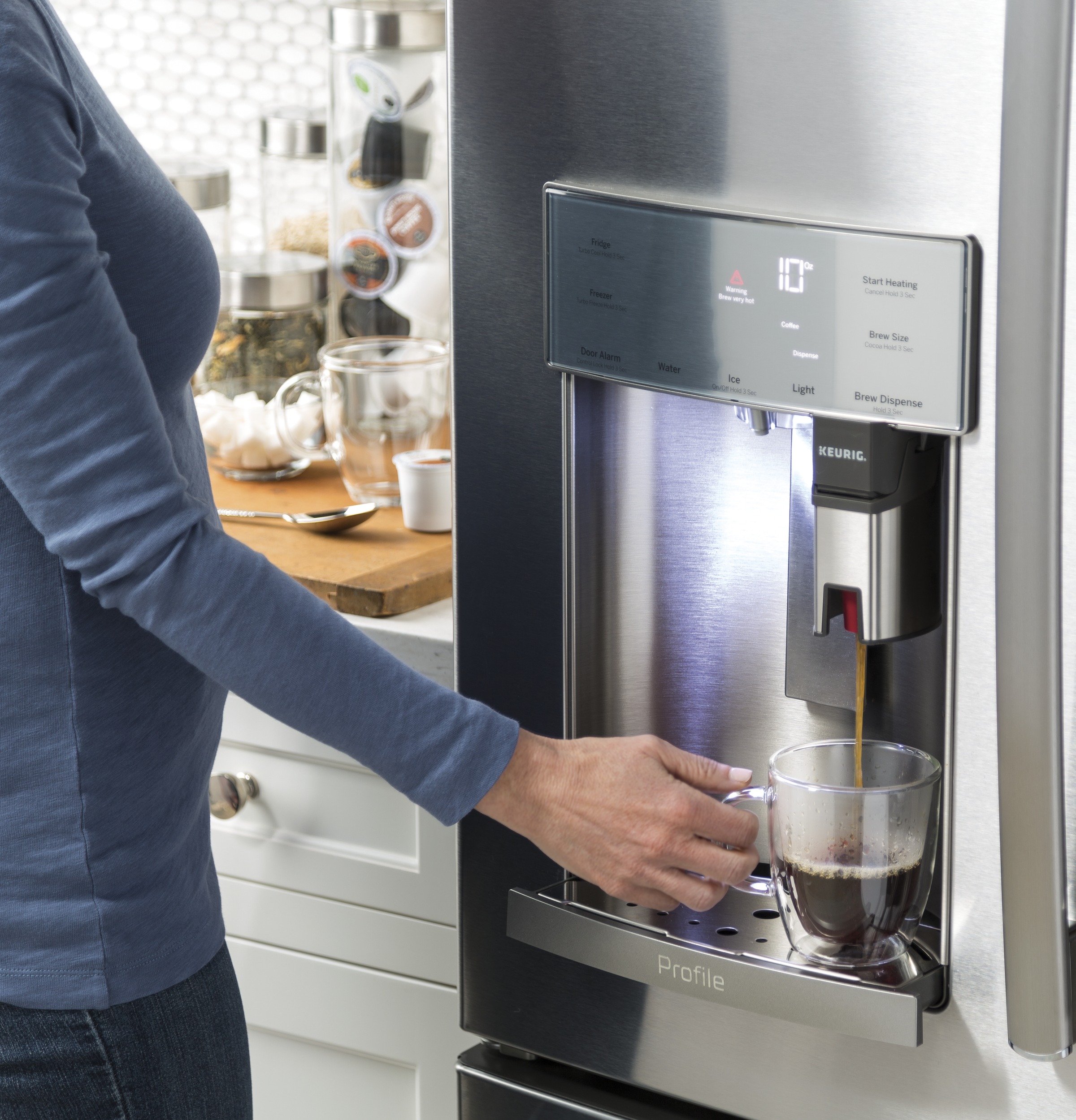 Series 27.7 Cu. Ft. French-Door Refrigerator with Keurig K-Cup Brewing System PFE28PMKES