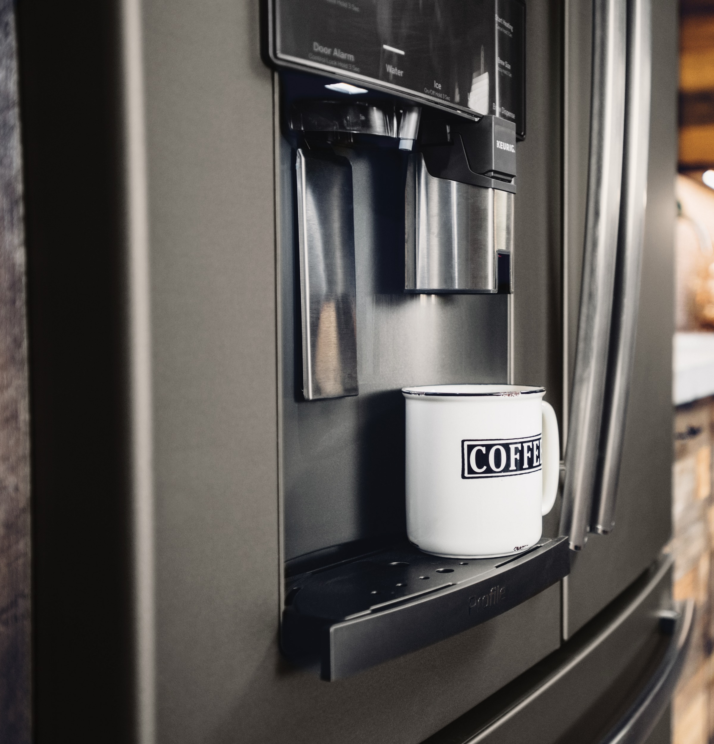 Series 27.7 Cu. Ft. French-Door Refrigerator with Keurig K-Cup Brewing System PFE28PMKES
