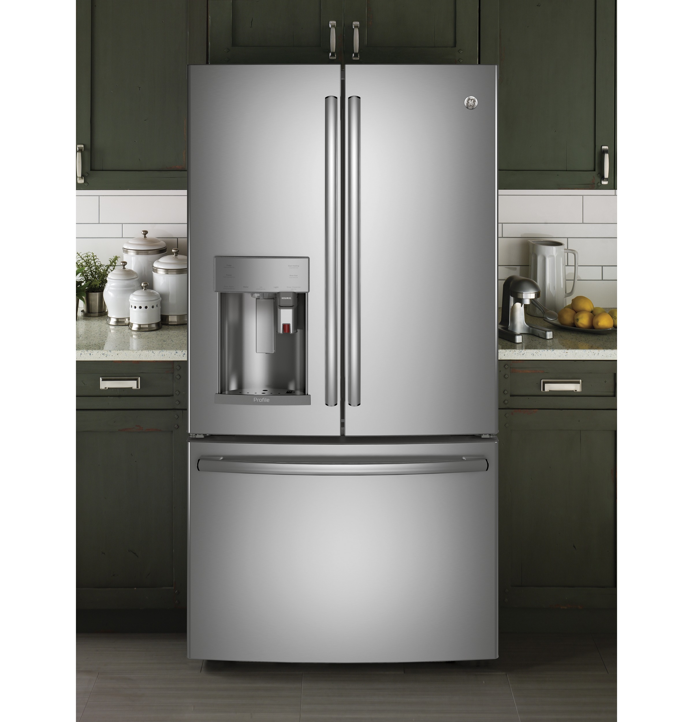 Series 27.7 Cu. Ft. Smart French-Door Refrigerator with Keurig K-Cup Brewing System PFE28PSKSS