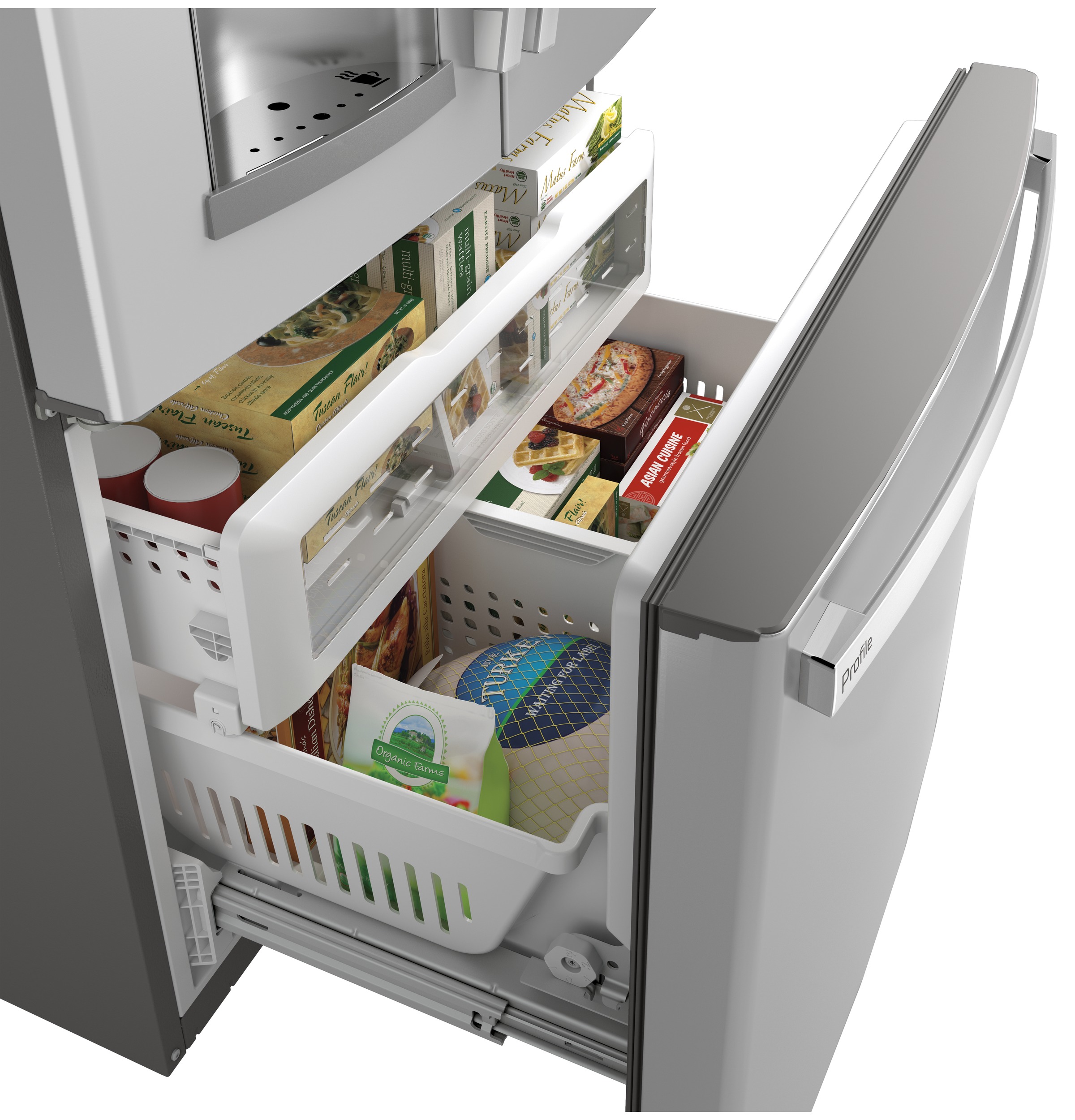 Series 27.7 Cu. Ft. Smart Fingerprint Resistant French-Door Refrigerator with Keurig K-Cup Brewing System PFE28PYNFS