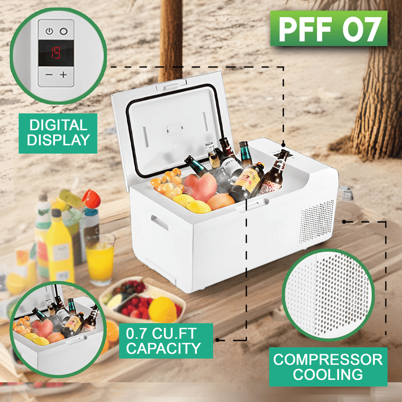Rolling Fridge-Freezer Portable Casters Retractable Handle 0.7cf 12/110V PFF07, product image 8 of 19