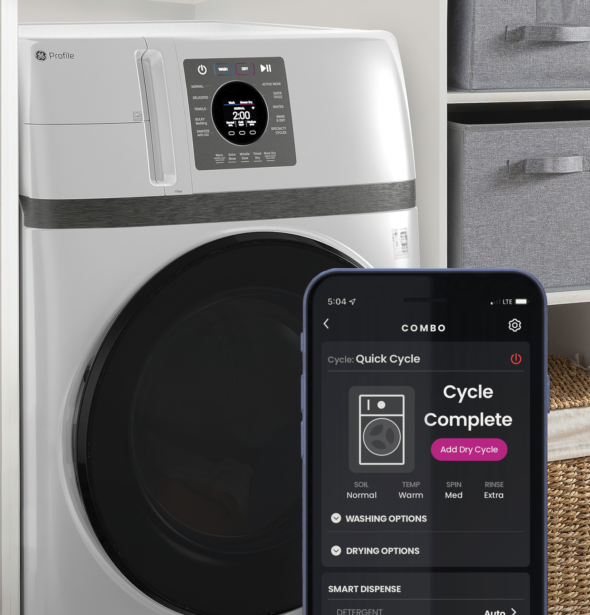 4.6 cu. ft. Capacity UltraFast Combo with Ventless Inverter Heat Pump Technology Washer/Dryer PFQ83HSHWWW