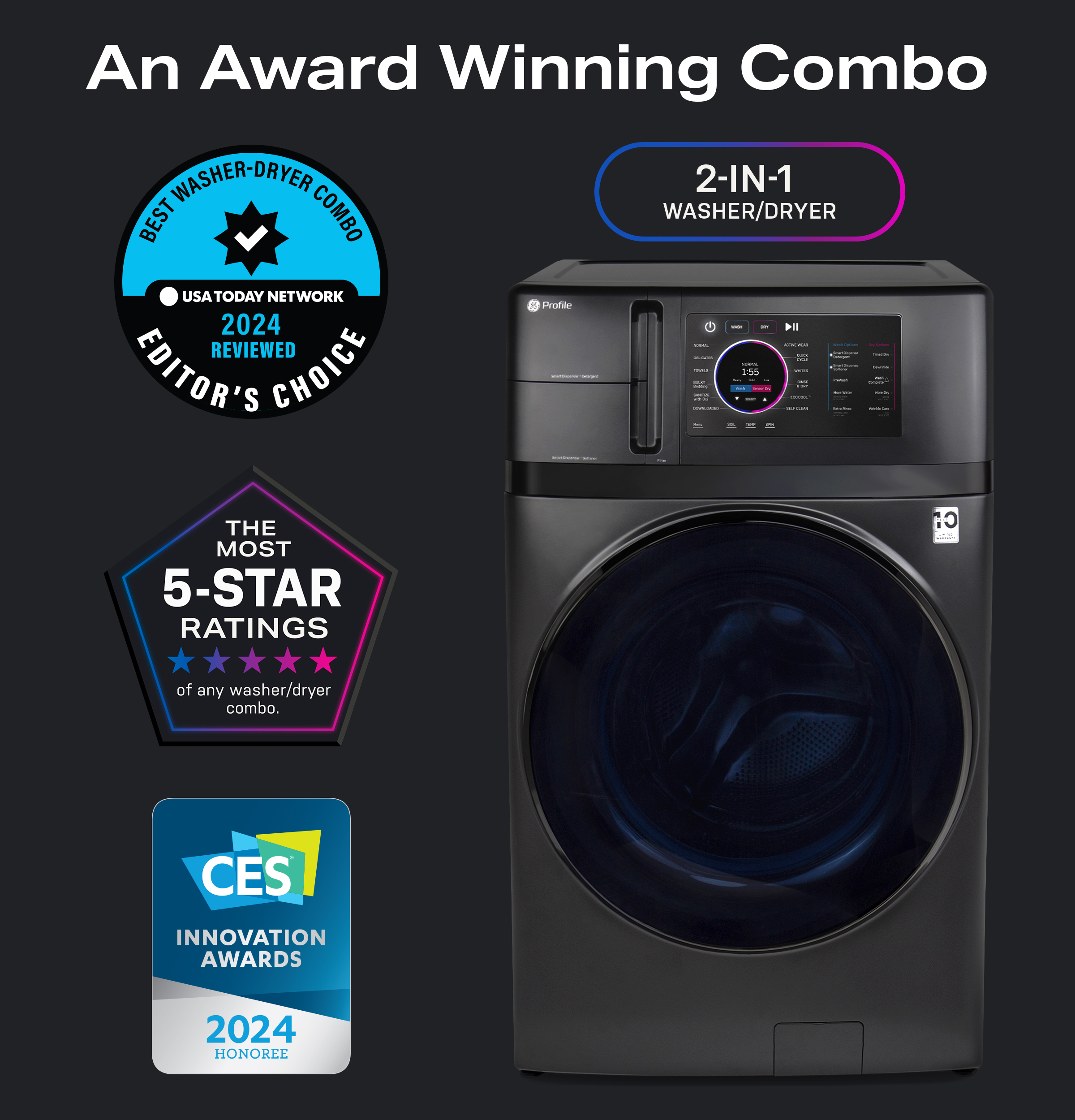 4.8 cu. ft. Capacity UltraFast Combo with Ventless Inverter Heat Pump Technology Washer/Dryer view 15