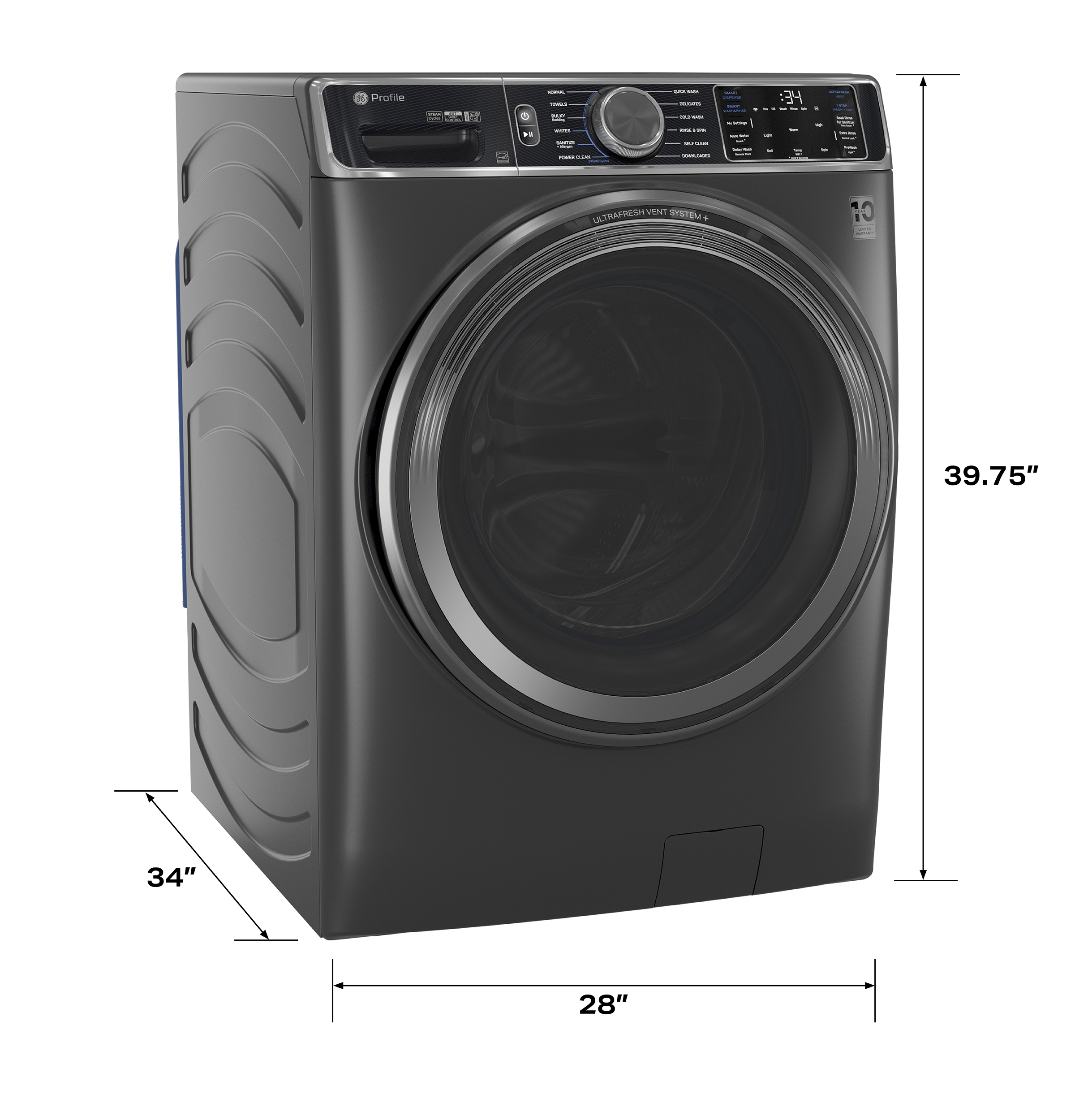 5.5 cu. ft. Capacity Smart Front Load Steam Washer with UltraFresh Vent System+ and Smart Wash & Smart Rinse view 3