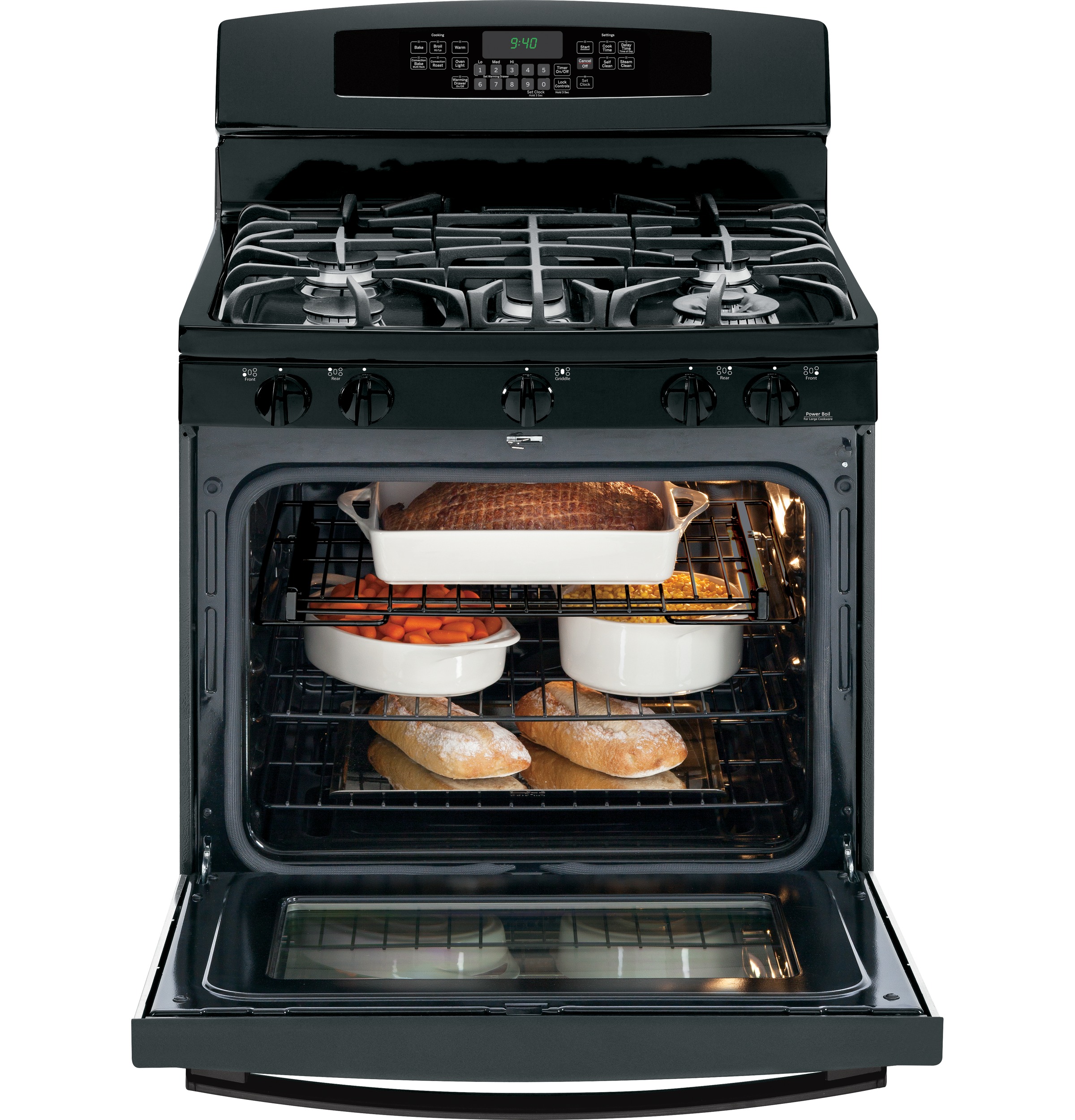 Series 30" Free-Standing Self Clean Gas Range with Warming Drawer PGB940DEFBB, product image 5 of 13