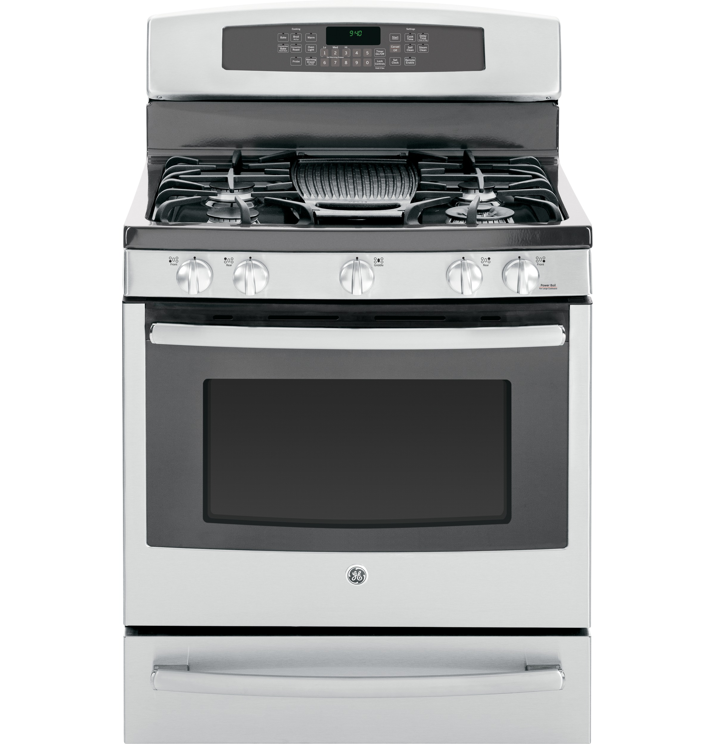 Series 30" Free-Standing Self Clean Gas Range with Warming Drawer PGB940SEHSS, product image 2 of 16