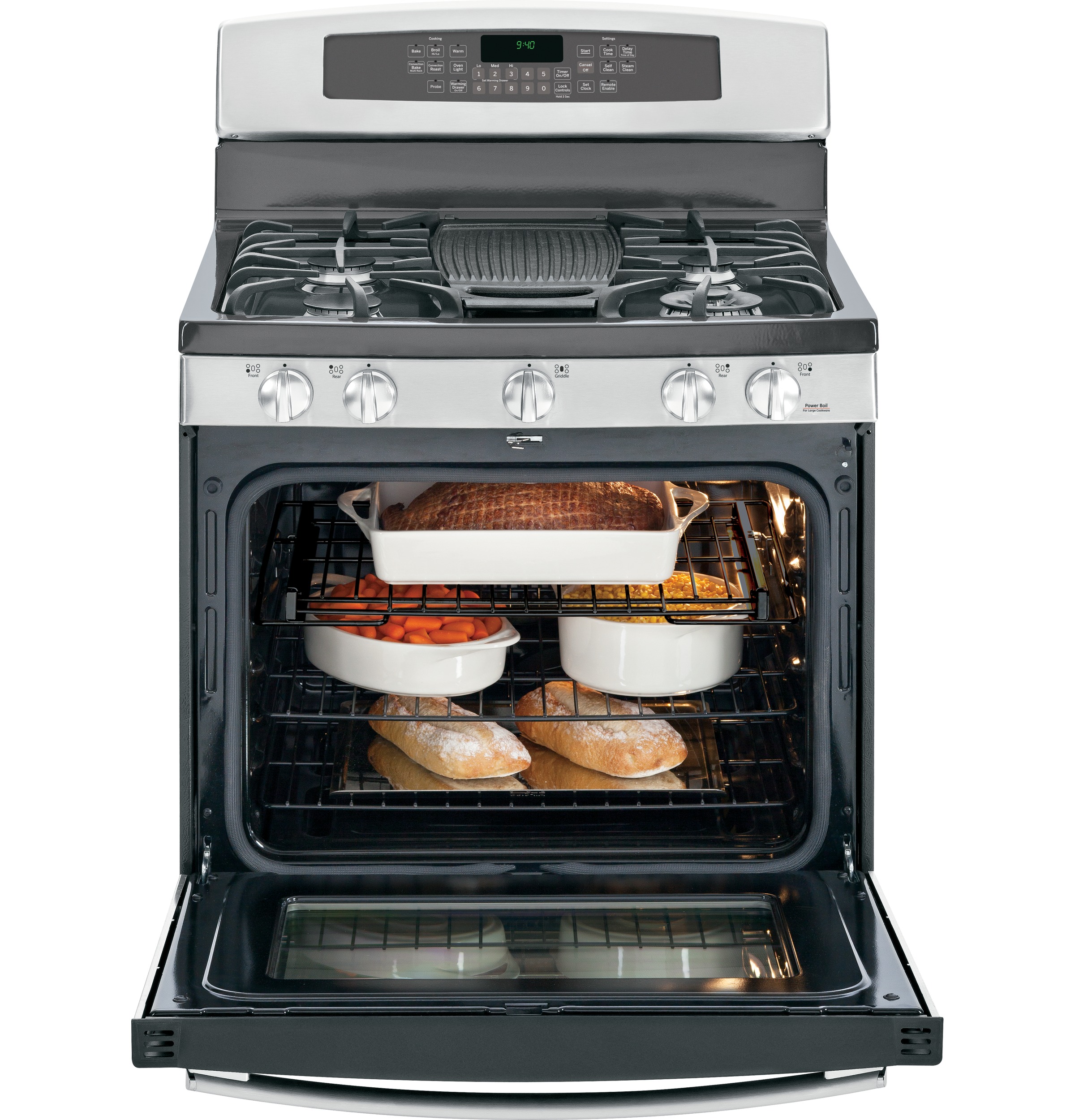 Series 30" Free-Standing Self Clean Gas Range with Warming Drawer PGB940SEHSS, product image 6 of 16