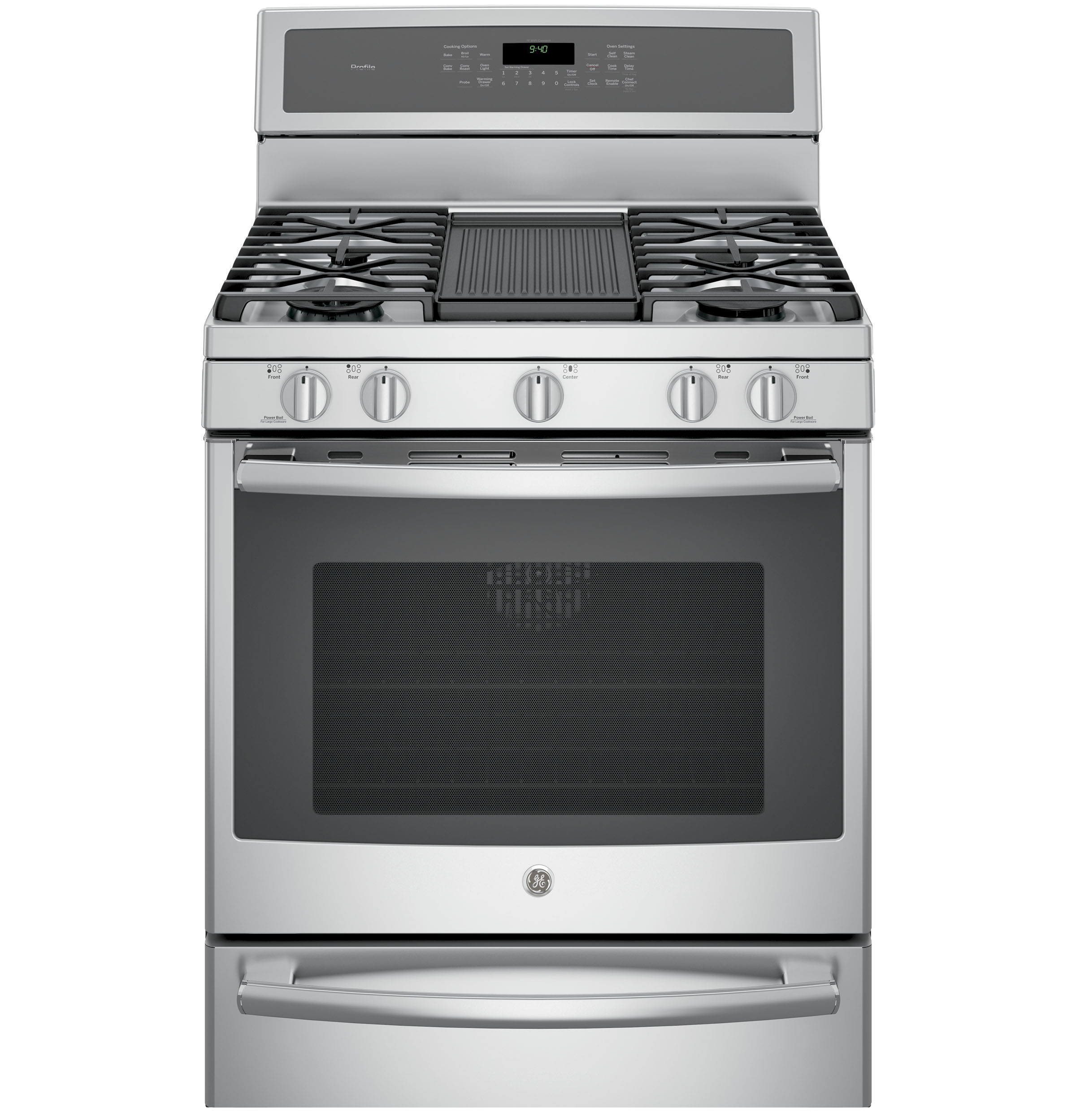 Series 30" Free-Standing Gas Convection Range with Warming Drawer PGB940ZEJSS, product image 2 of 25