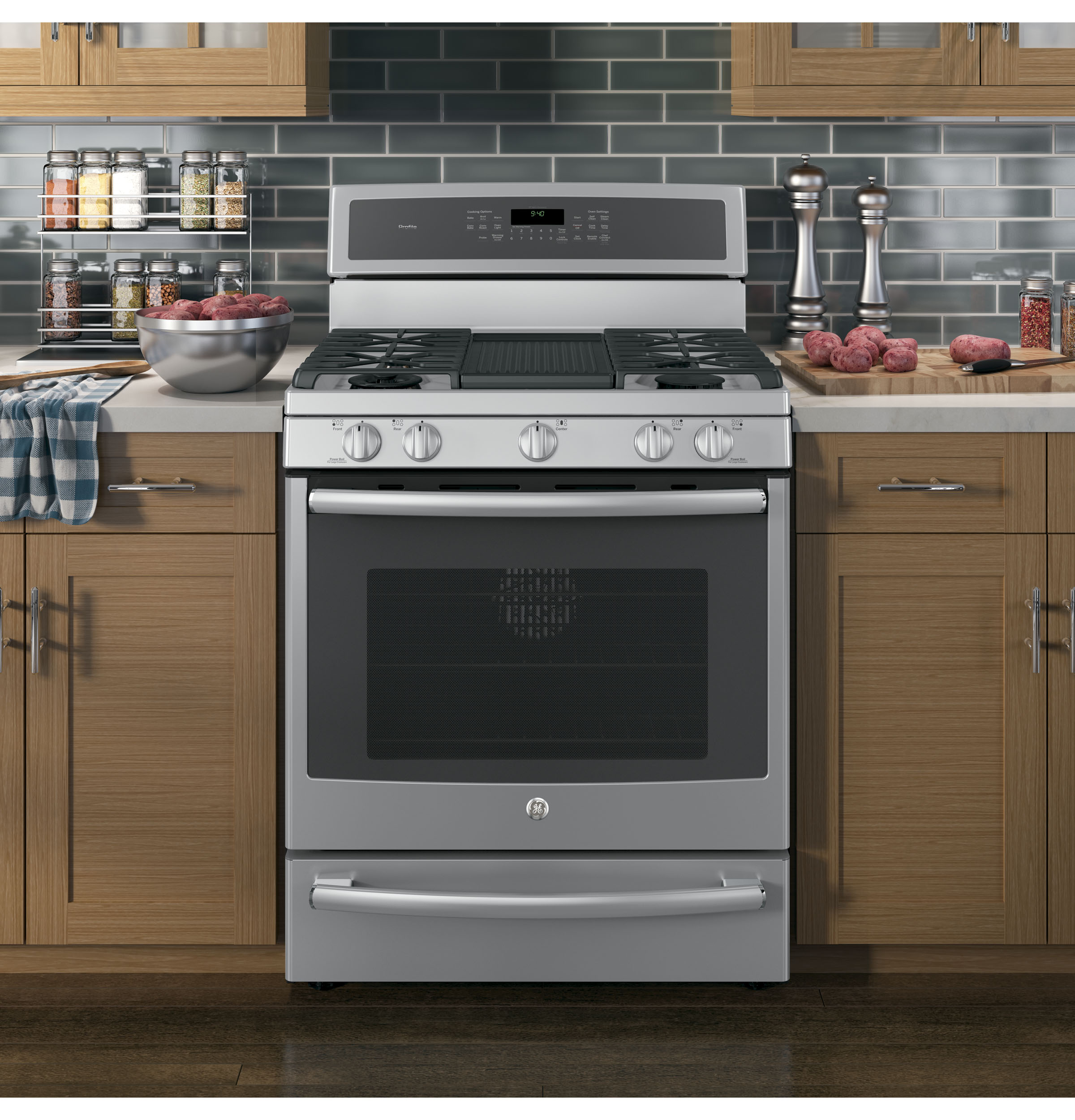 Series 30" Free-Standing Gas Convection Range with Warming Drawer PGB940ZEJSS, product image 18 of 25