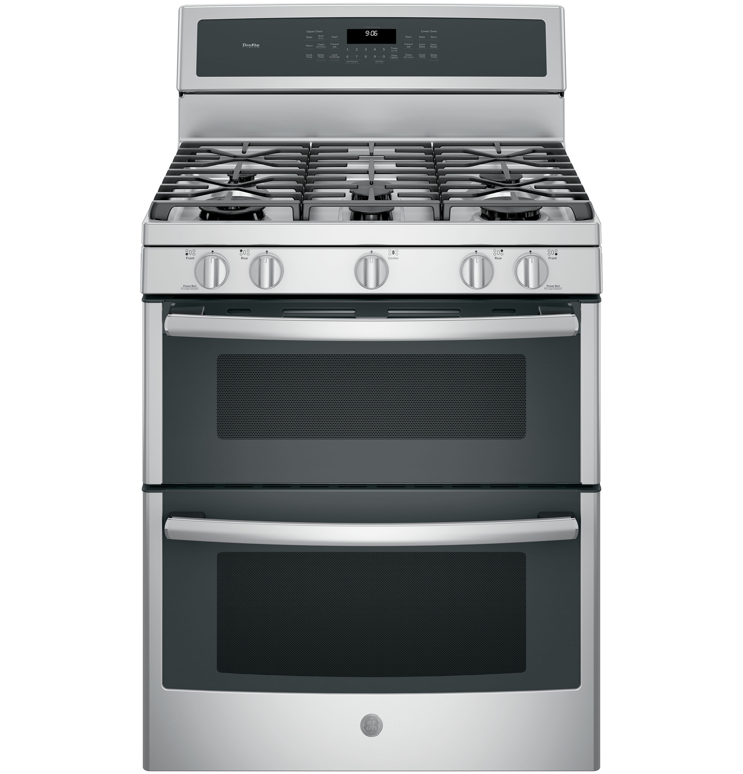 GE Profile Series 30" Free-Standing Gas Double Oven Convection Range Stainless Steel/Gray PGB980ZEJSS Picture 1