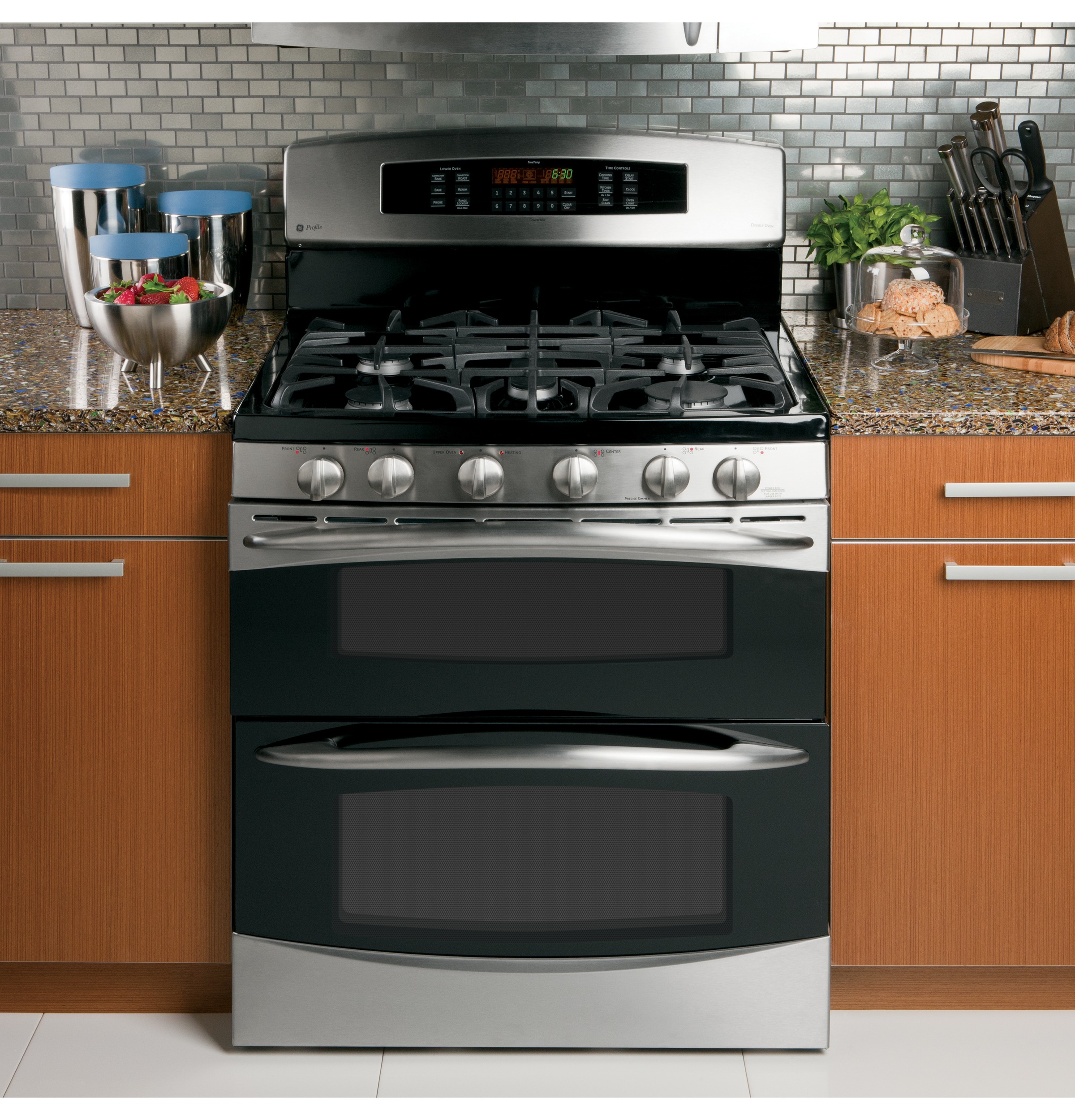 30" Free-Standing Gas Double Oven with Convection Range PGB995SETSS, product image 4 of 7