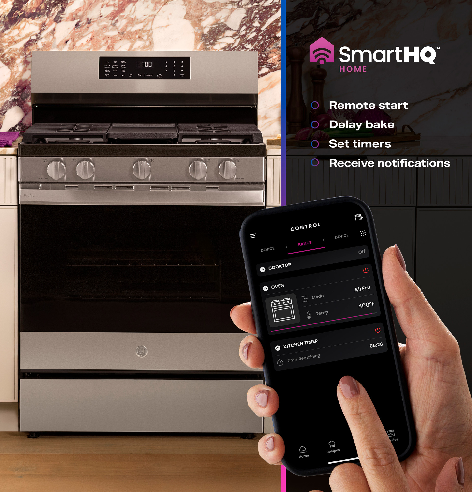 30” Smart Free-Standing Gas Convection Range with No Preheat Air Fry and EasyWash Oven Tray view 46