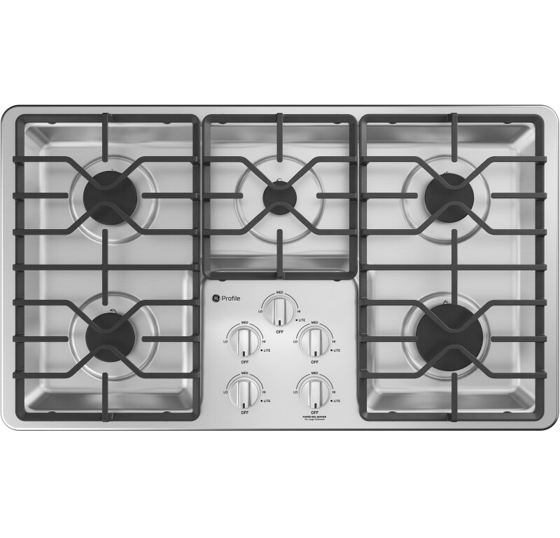 GE Profile 36" Built-In Gas Cooktop with Dishwasher-Safe Grates Stainless Steel PGP6036STSS Picture 1