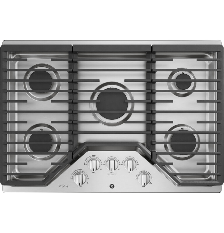 GE Profile 30" Built-In Gas Cooktop with 5 Burners and an Optional Extra-Large Cast Iron Griddle Stainless Steel PGP7030SLSS Picture 1
