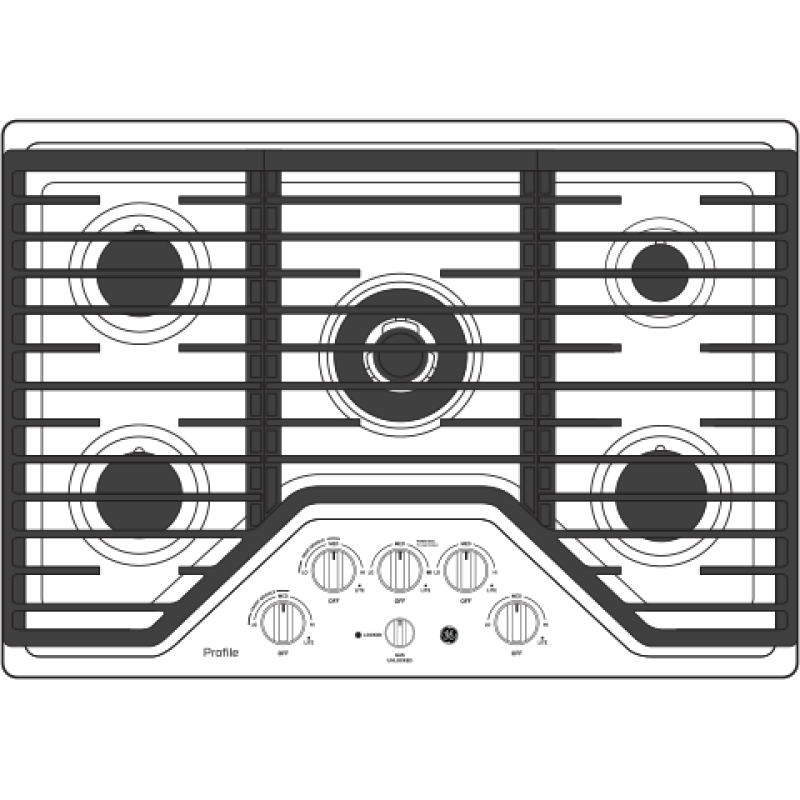 30" Built-In Tri-Ring Gas Cooktop with 5 Burners and Included Extra-Large Integrated Griddle view 13