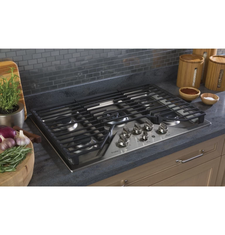 30" Built-In Tri-Ring Gas Cooktop with 5 Burners and Included Extra-Large Integrated Griddle PGP9030SLSS
