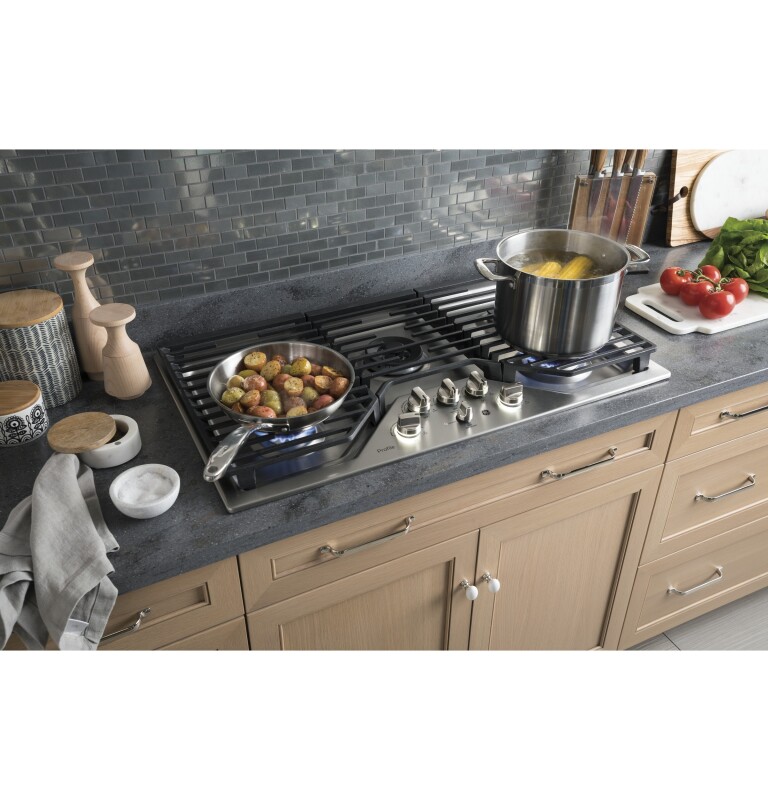 36" Built-In Tri-Ring Gas Cooktop with 5 Burners and Included Extra-Large Integrated Griddle view 2