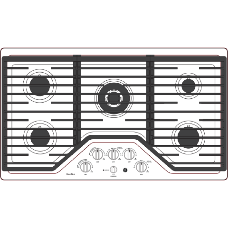 36" Built-In Tri-Ring Gas Cooktop with 5 Burners and Included Extra-Large Integrated Griddle view 12