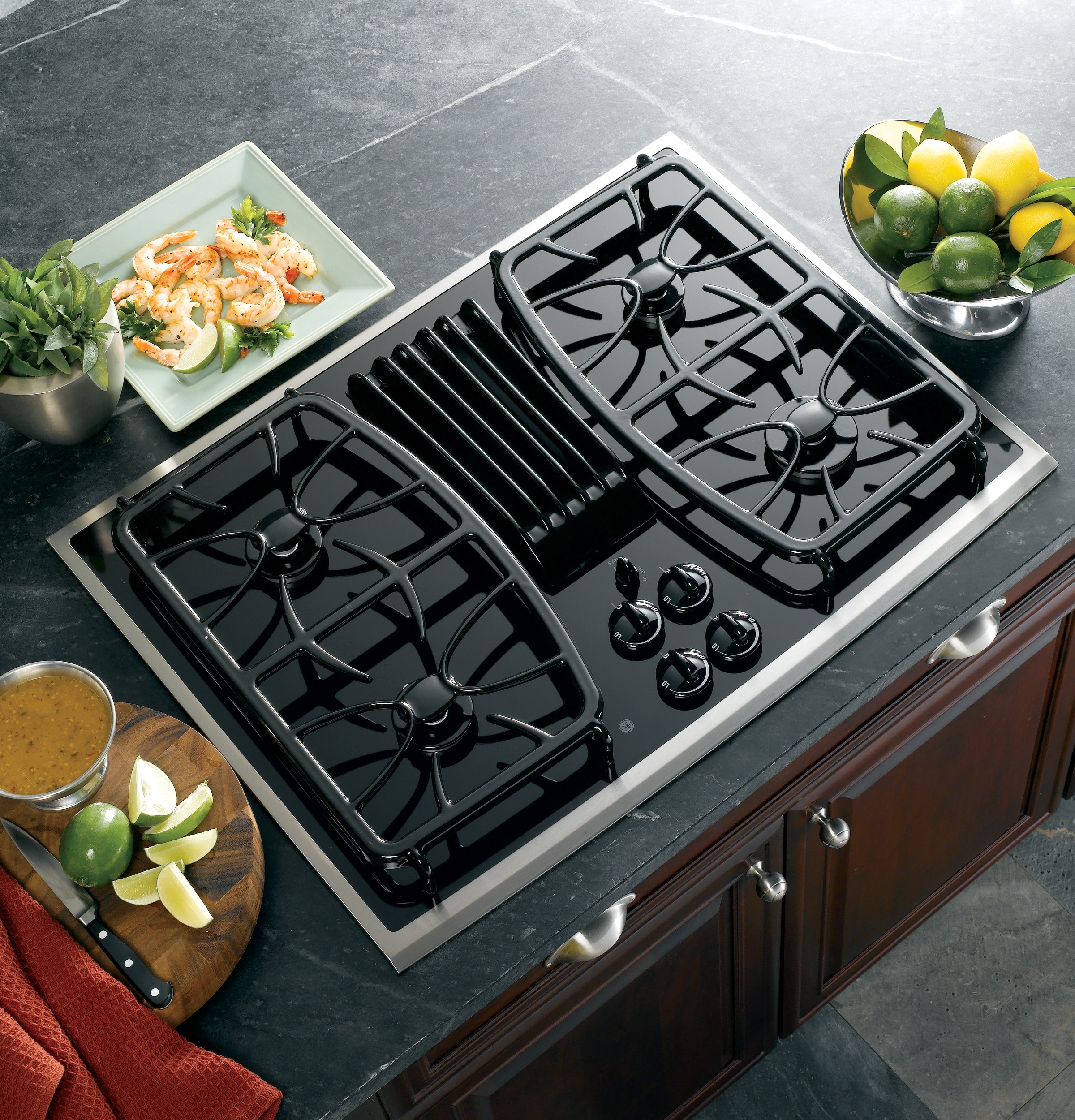 GE Profile Series 30" Built-In Gas Downdraft Cooktop Stainless Steel PGP989SNSS Picture 1