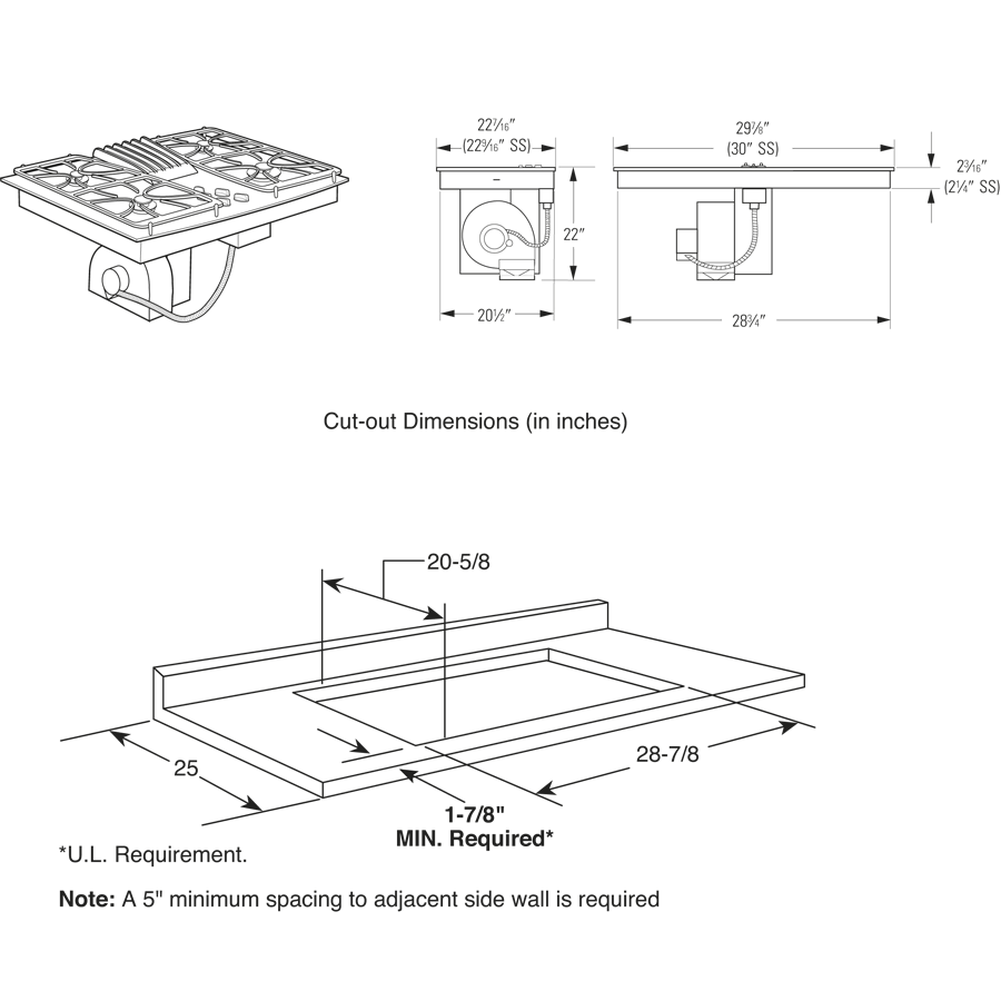 Series 30" Built-In Gas Downdraft Cooktop PGP989TNWW