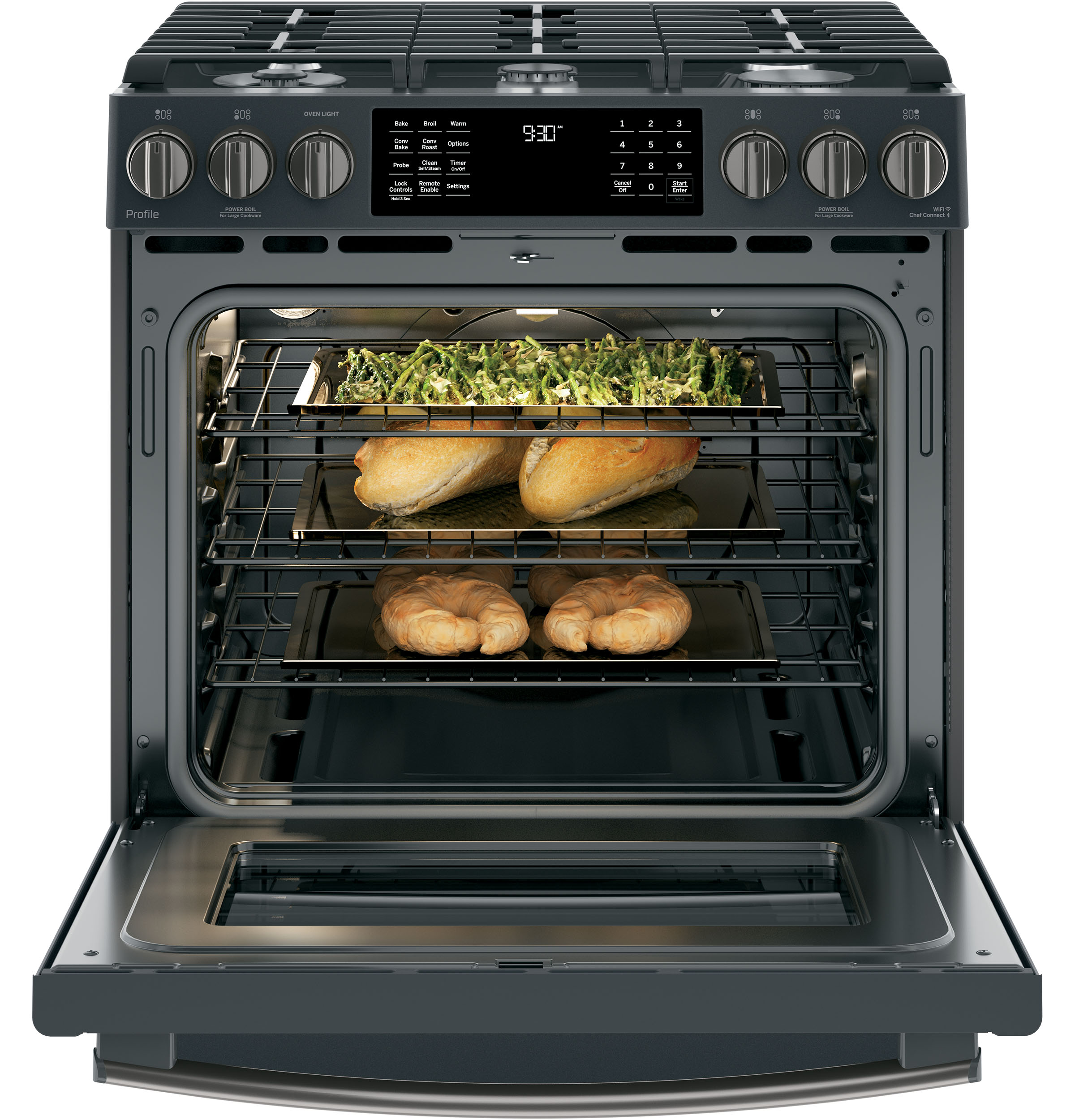 30" Smart Slide-In Front-Control Gas Range PGS930FELDS, product image 4 of 8