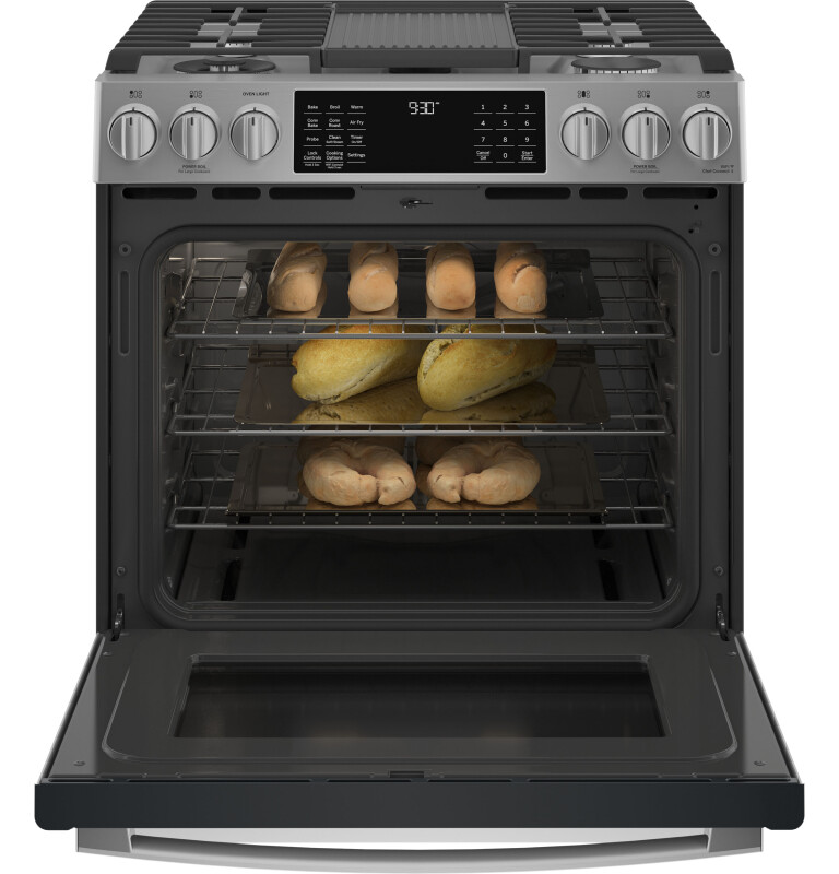 30" Smart Slide-In Front-Control Gas Fingerprint Resistant Range with No Preheat Air Fry view 3
