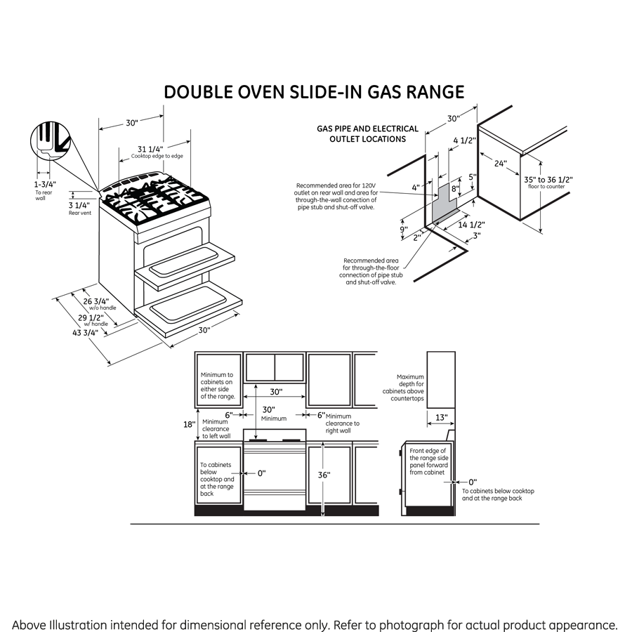 Series 30" Slide-In Front Control Double Oven Gas Range PGS950EEFES, product image 13 of 13