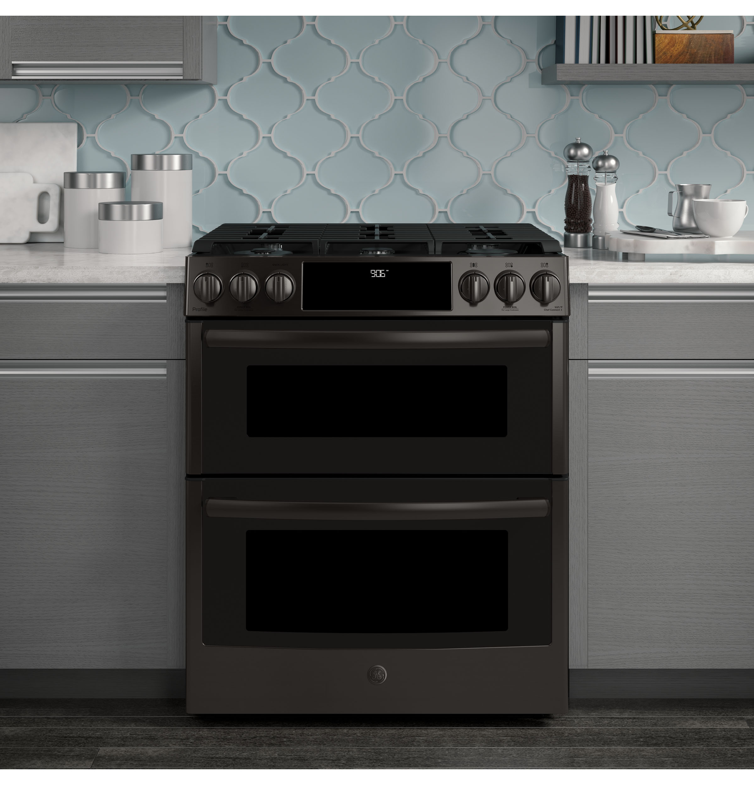 30" Smart Slide-In Front-Control Gas Double Oven Convection Range PGS960BELTS