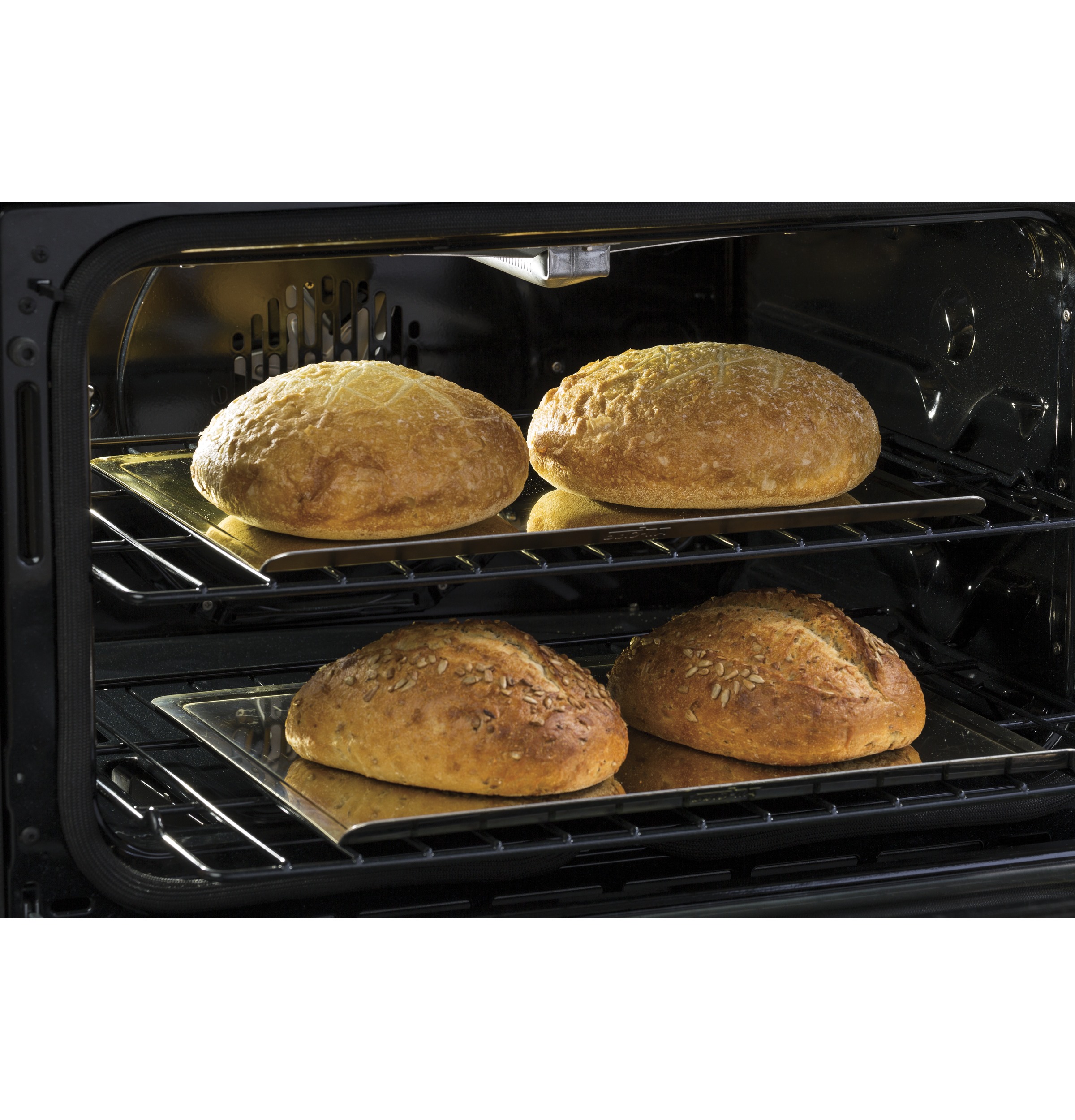 30" Smart Slide-In Front-Control Gas Double Oven Convection Range PGS960BELTS