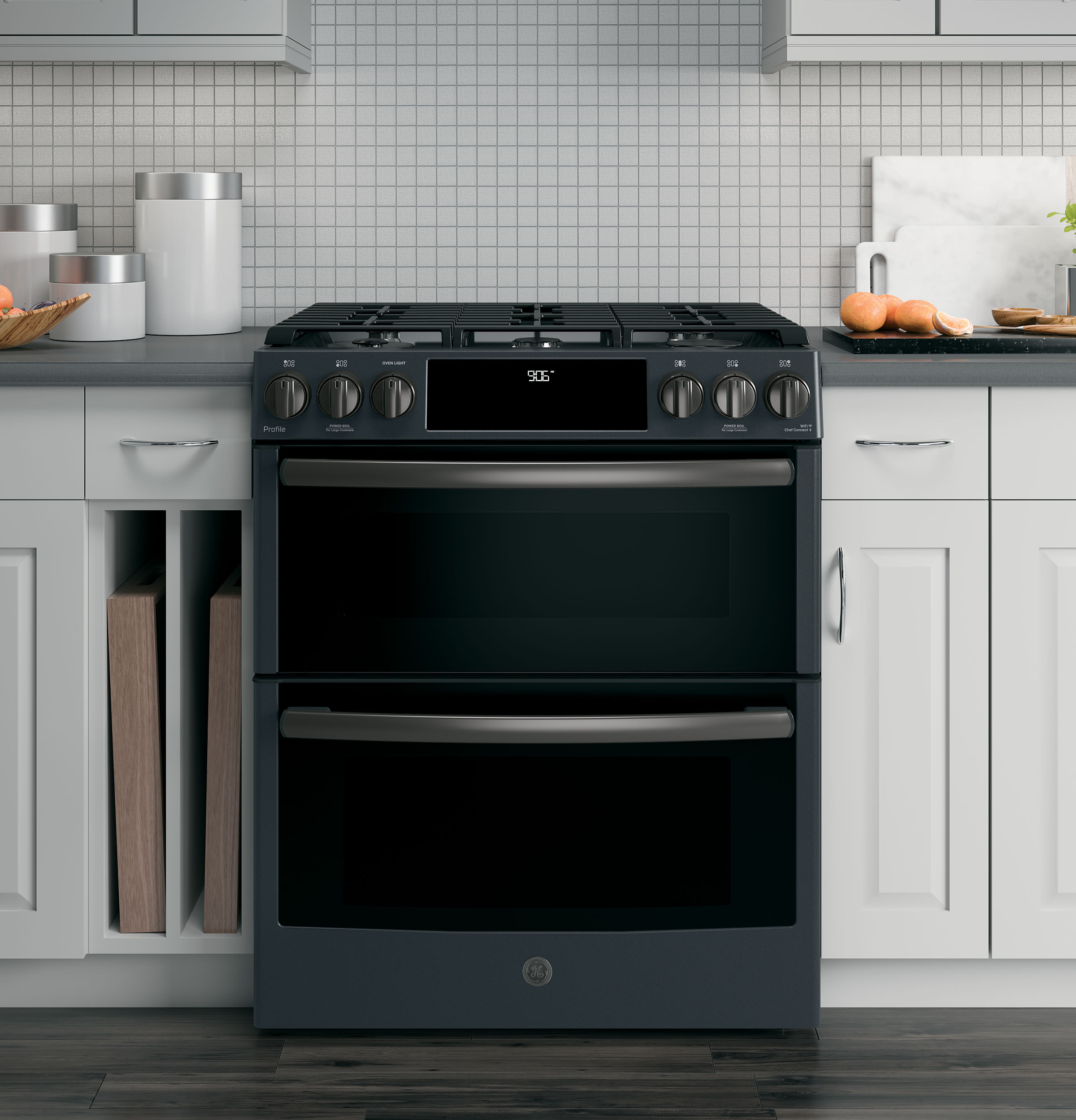 30" Smart Slide-In Front-Control Gas Double Oven Convection Range PGS960FELDS, product image 2 of 8