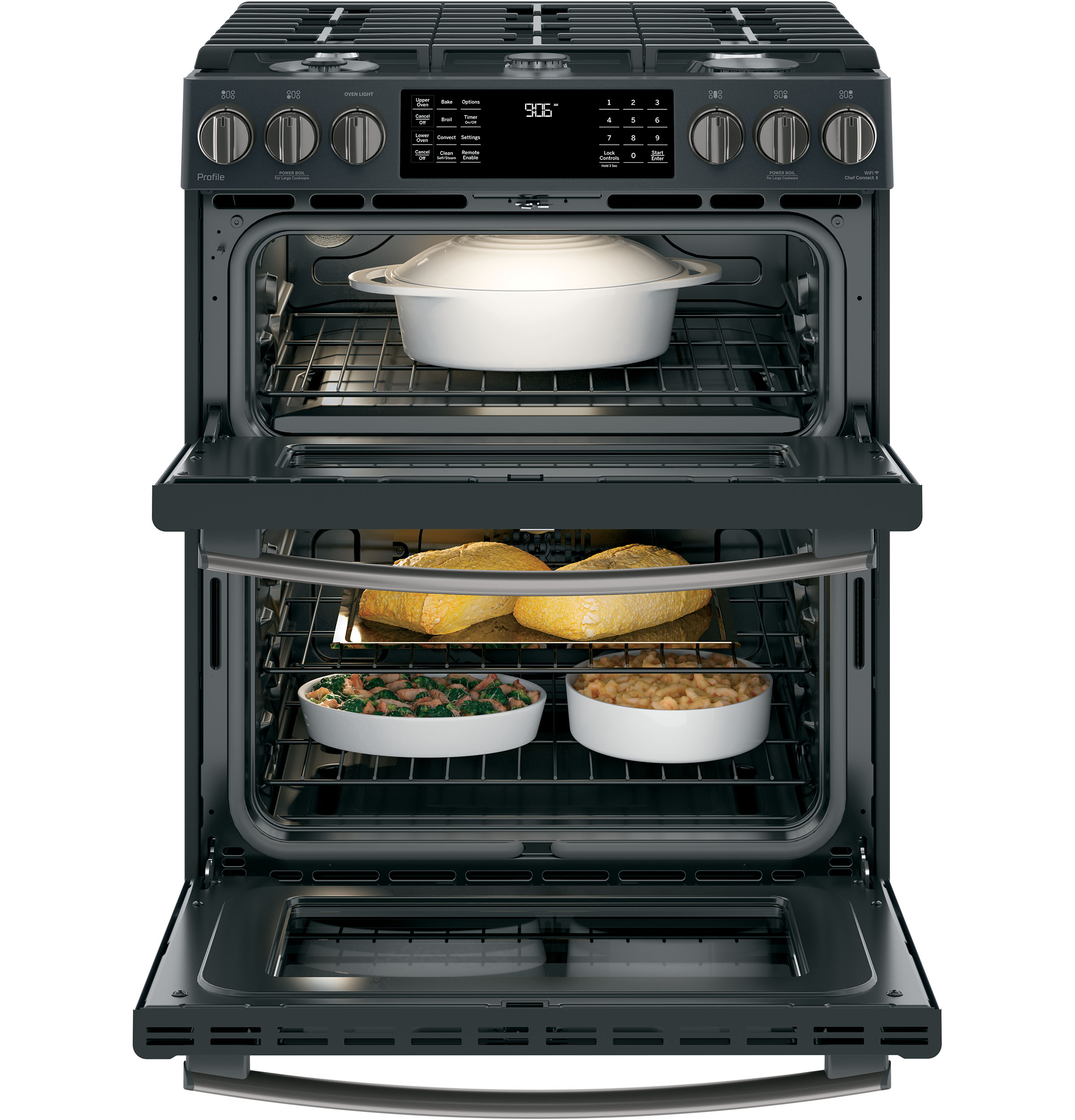 30" Smart Slide-In Front-Control Gas Double Oven Convection Range PGS960FELDS, product image 4 of 8