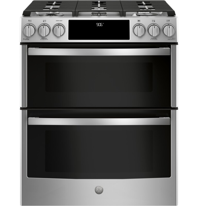 30" Smart Slide-In Front-Control Gas Double Oven Convection Range PGS960SELSS
