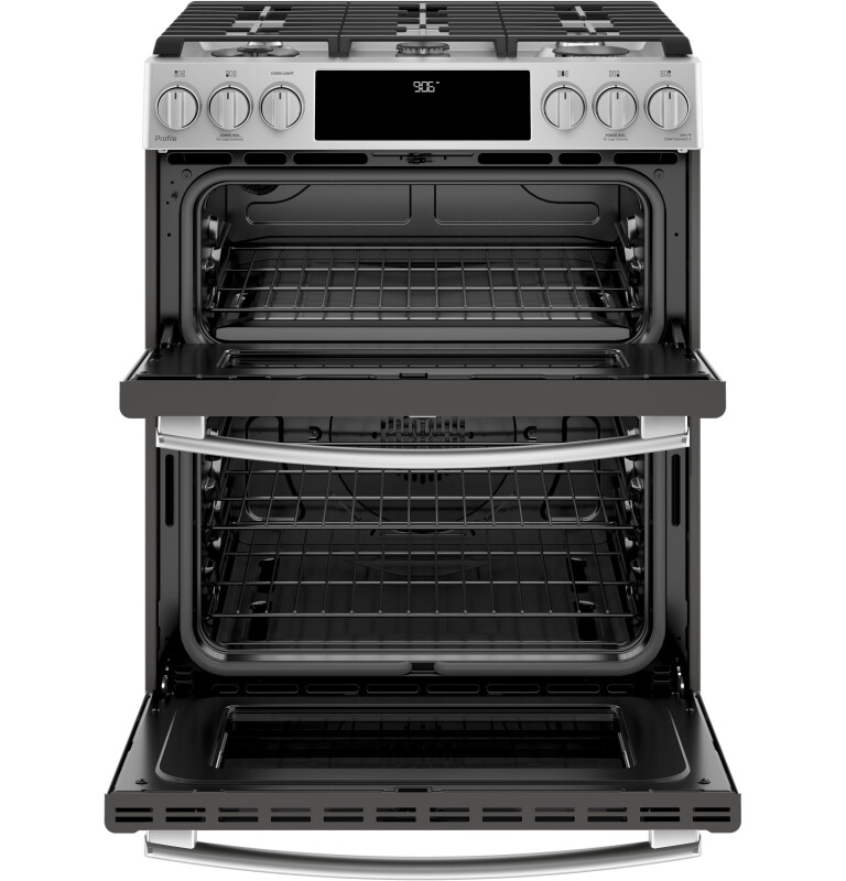 30" Smart Slide-In Front-Control Gas Double Oven Convection Range PGS960SELSS, product image 3 of 18