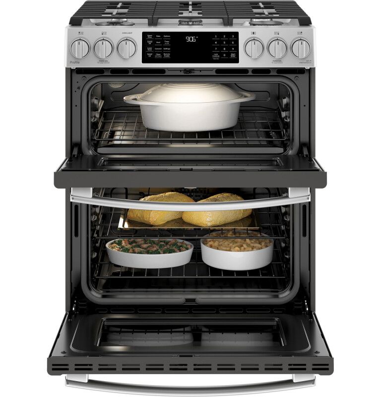 30" Smart Slide-In Front-Control Gas Double Oven Convection Range PGS960SELSS, product image 5 of 18