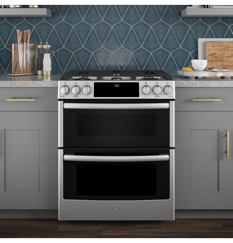 30" Smart Slide-In Front-Control Gas Double Oven Convection Range PGS960SELSS, product image 6 of 18