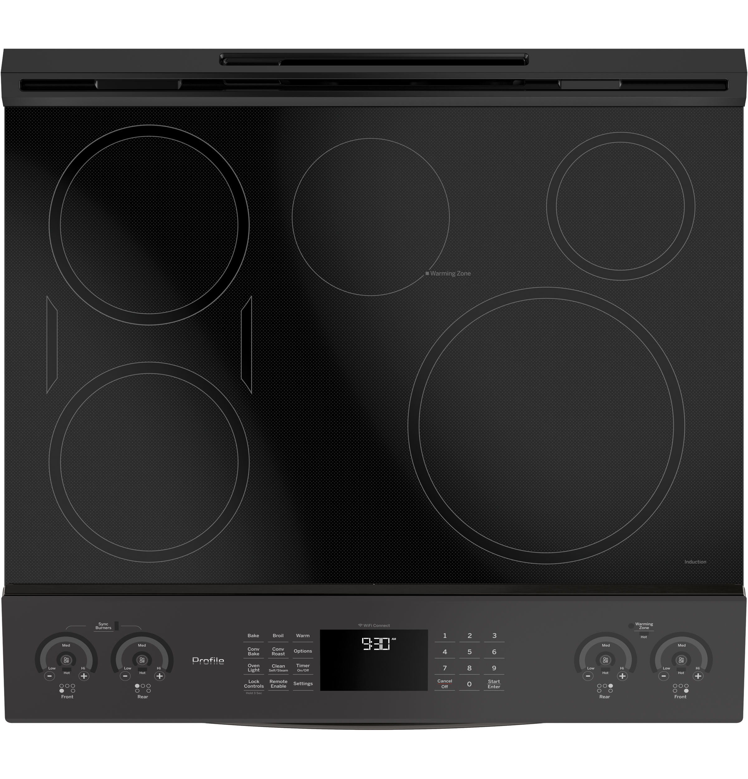 30" Smart Slide-In Front-Control Induction and Convection Range PHS930BLTS