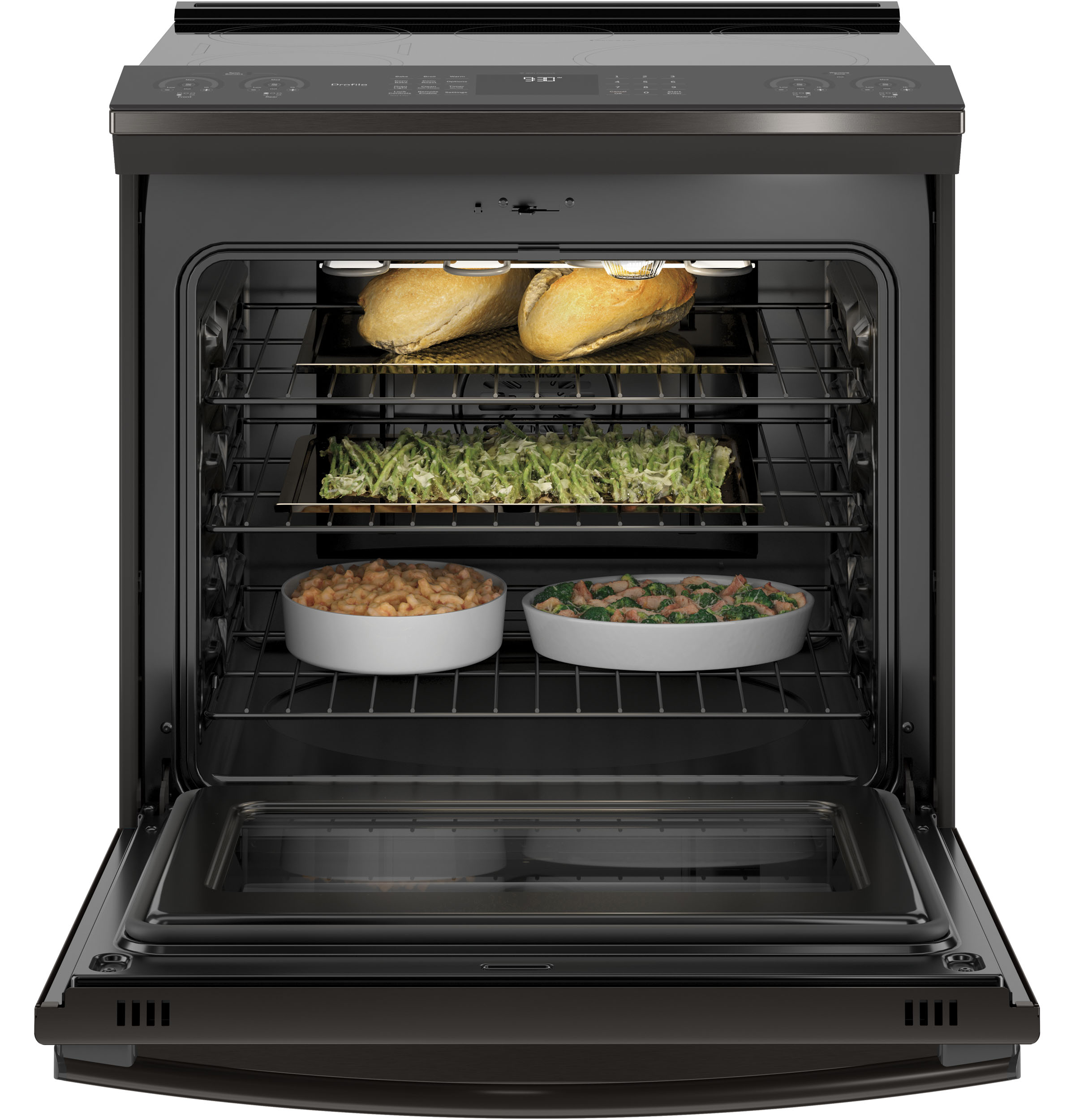 30" Smart Slide-In Front-Control Induction and Convection Range PHS930BLTS