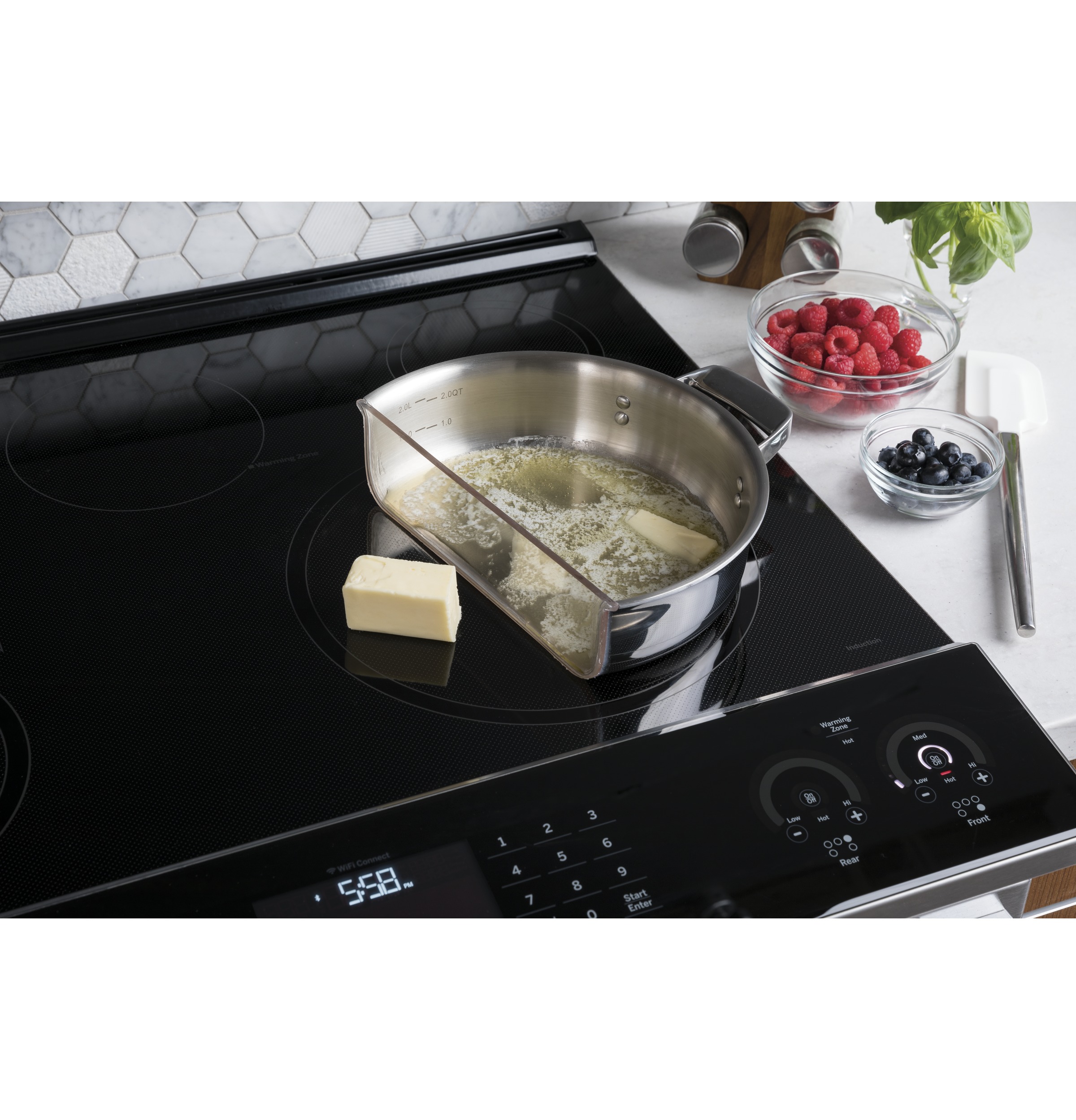 30" Smart Slide-In Front-Control Induction and Convection Range PHS930BLTS