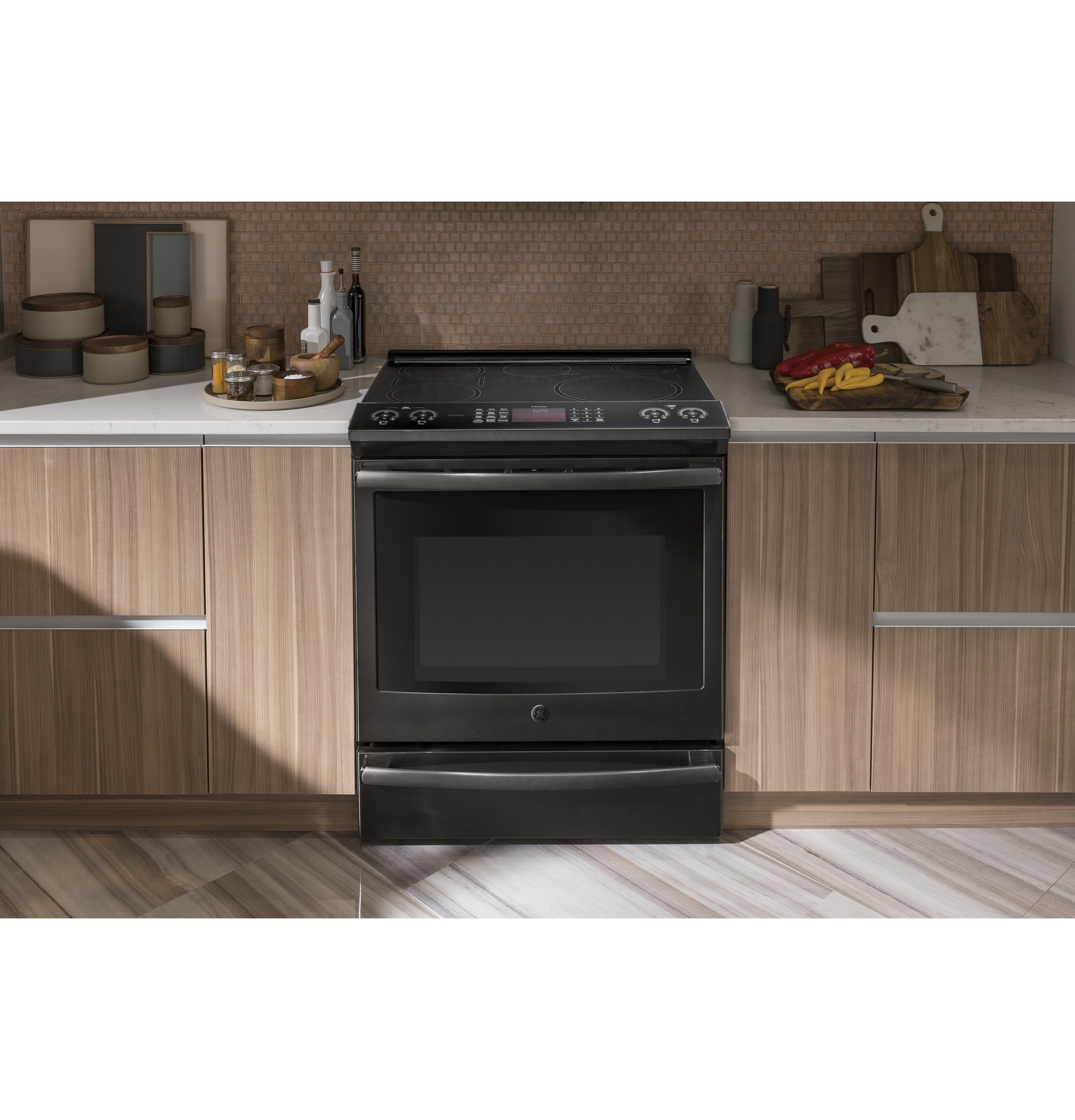 30" Smart Slide-In Front-Control Induction and Convection Range PHS930BLTS
