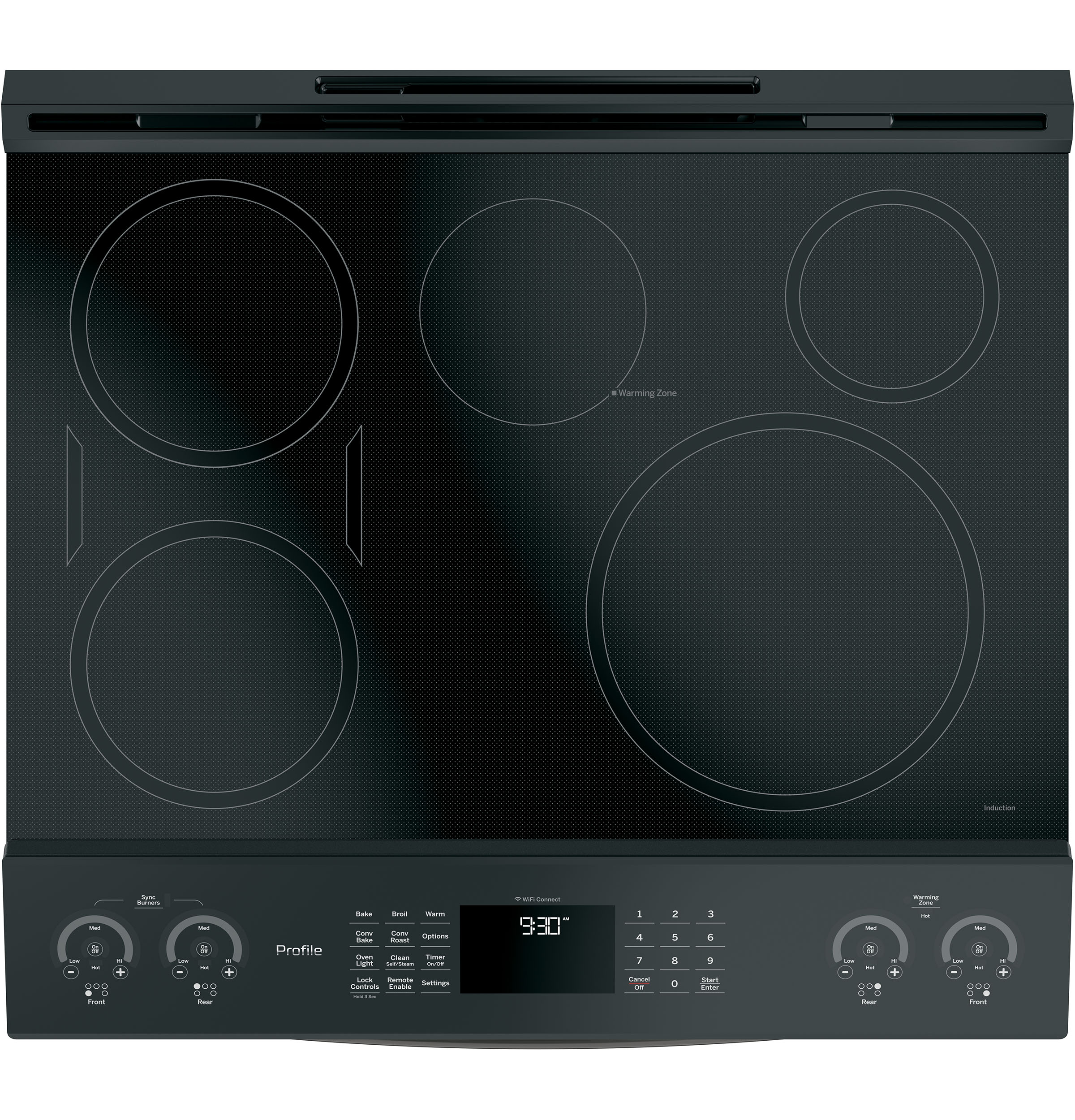 30" Smart Slide-In Front-Control Induction and Convection Range PHS930FLDS, product image 5 of 8