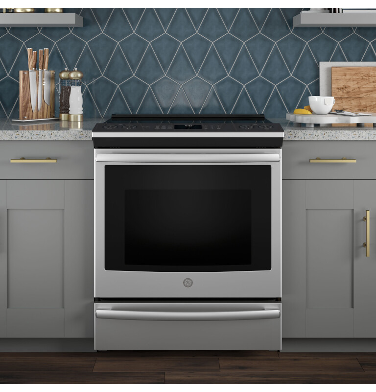 30" Smart Slide-In Front-Control Induction and Convection Range PHS930SLSS