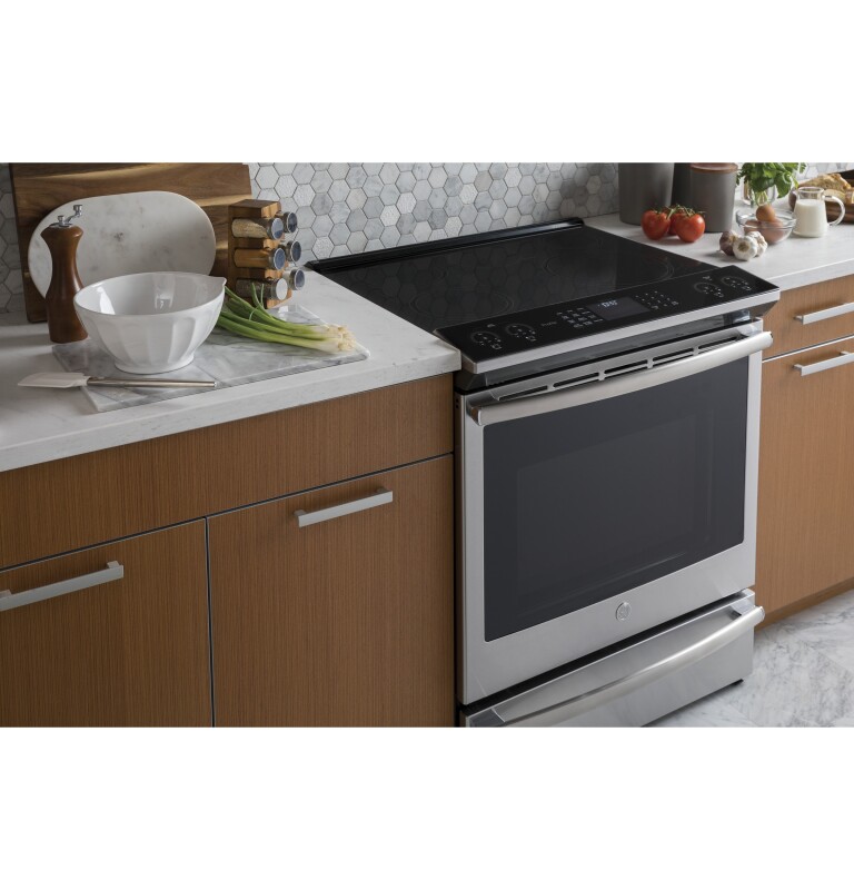 30" Smart Slide-In Front-Control Induction and Convection Range PHS930SLSS