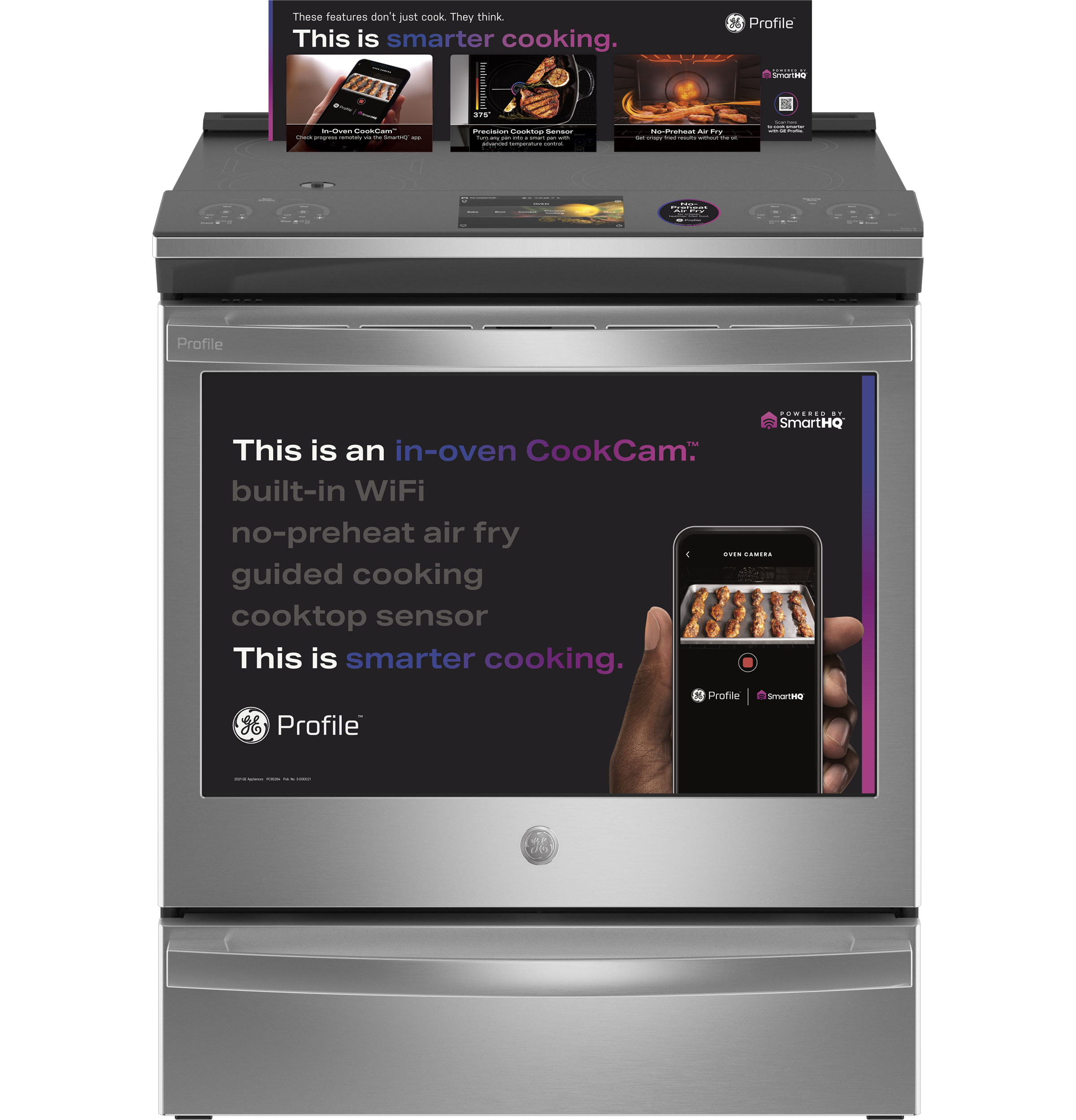 30" Smart Slide-In Front-Control Induction Fingerprint Resistant Range with In Oven Camera PHS93XYPFS