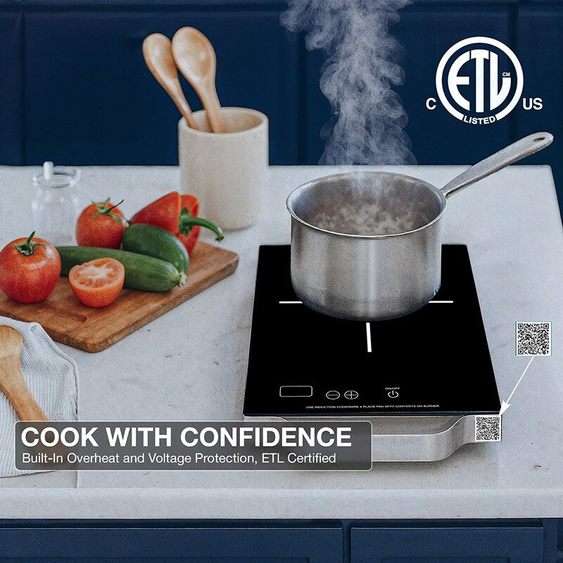 11 inch Portable One-Burner Induction Cooktop LIGHT Aluminum Handle 110V PIC100BLACK, product image 3 of 16