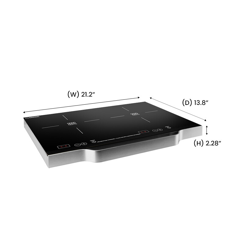 21 inch Portable 2-Burner Induction Cooktop LIGHT with ALUMINUM HANDLE 110V PIC200N, product image 4 of 12