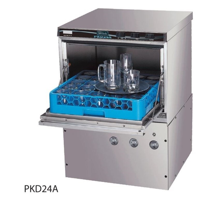 Model PKD24A Door-Style Glasswasher is Energy Star-qualified and features a built-in Hot Water Assurance System guaranteeing hot water on every cycle. PKD24A